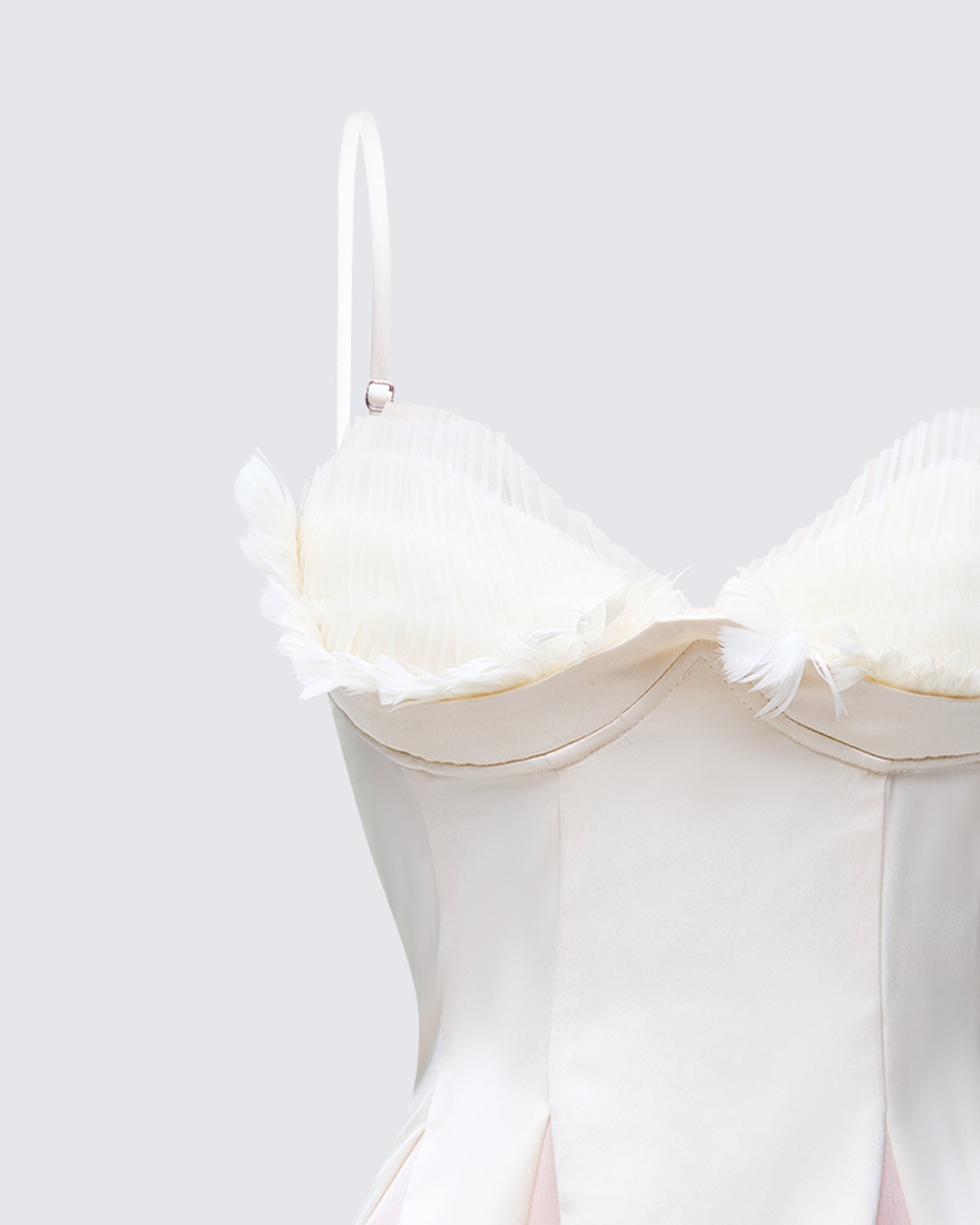 Seren Ivory Feather Bust Mini Dress