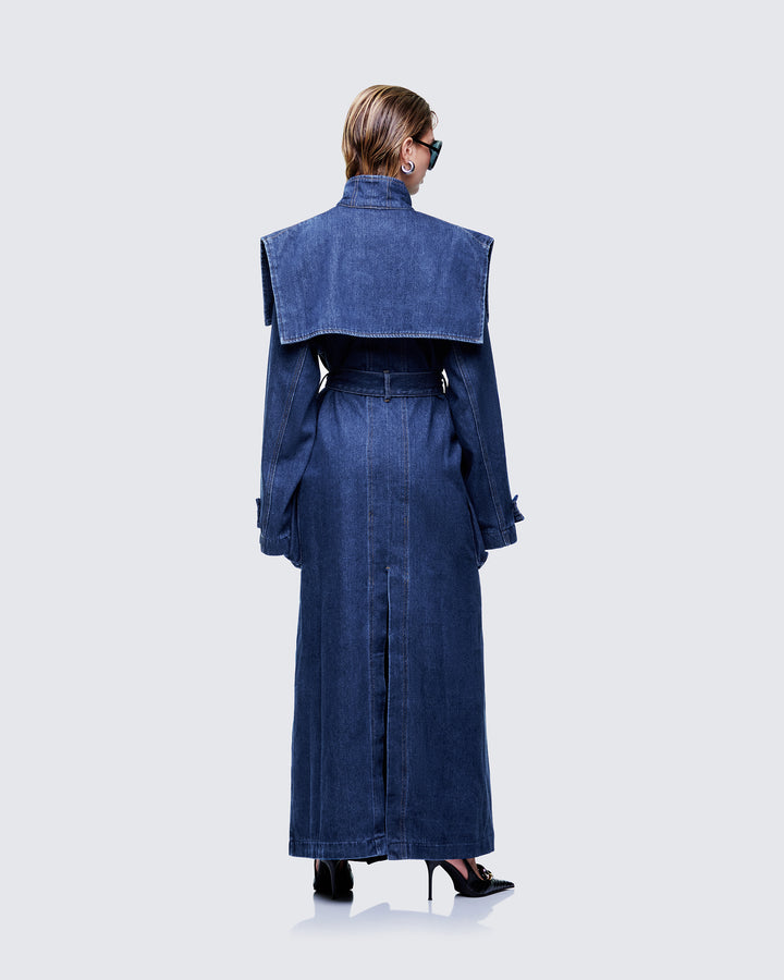 Women's blue cotton outerwear close-up detail – FINESSE