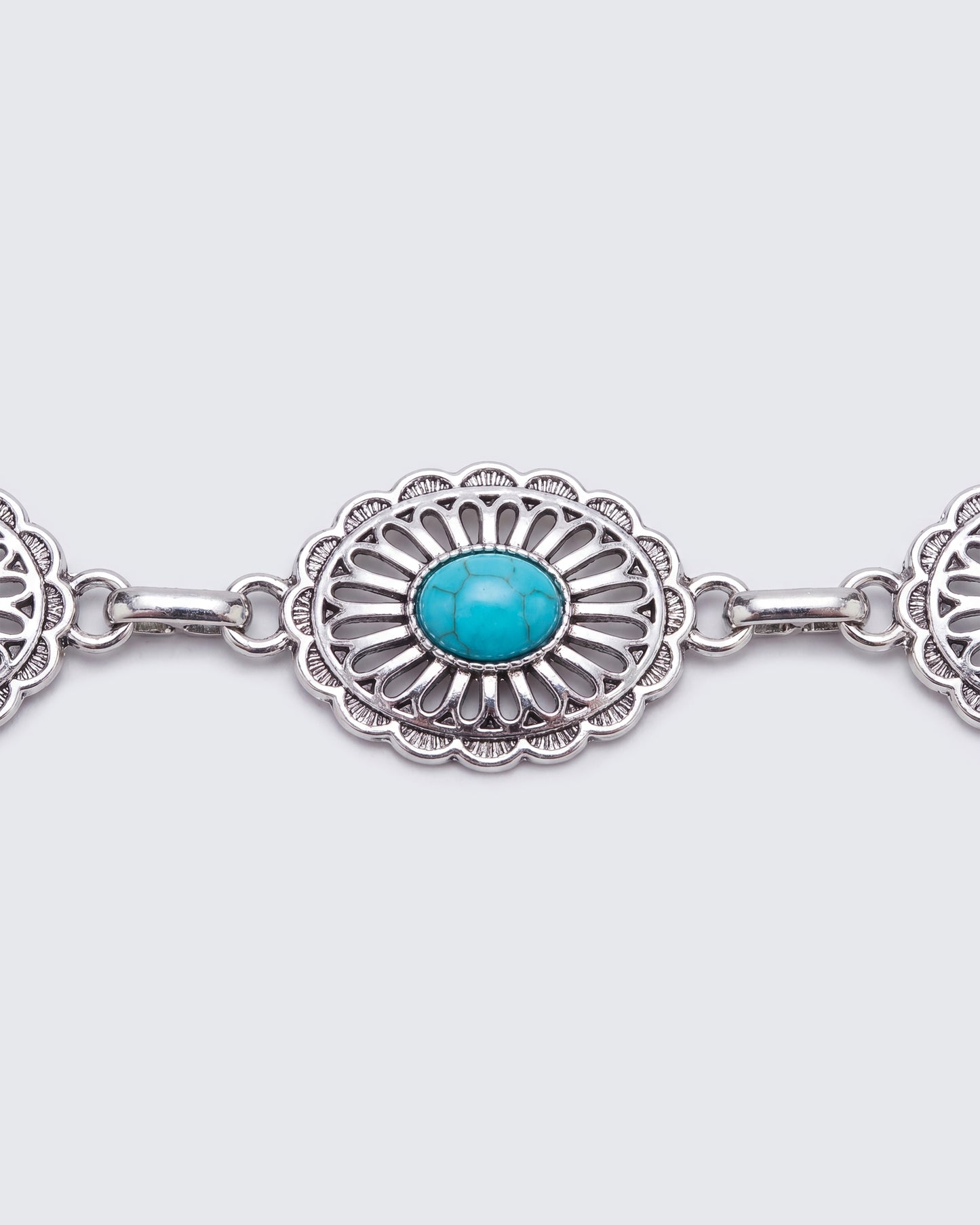 Cinturón turquesa plateado Silvana
