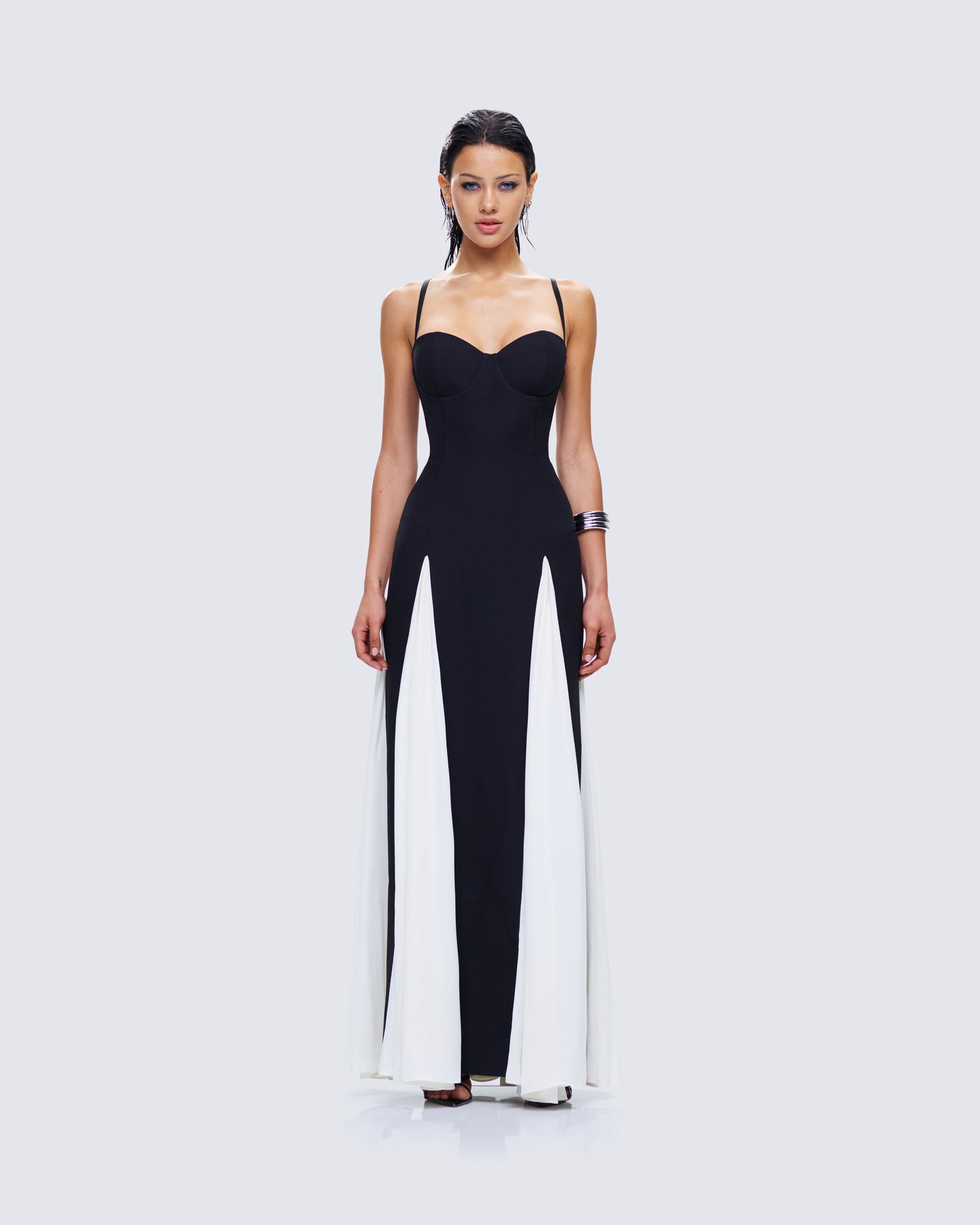 Skylah Black and White Gown model front