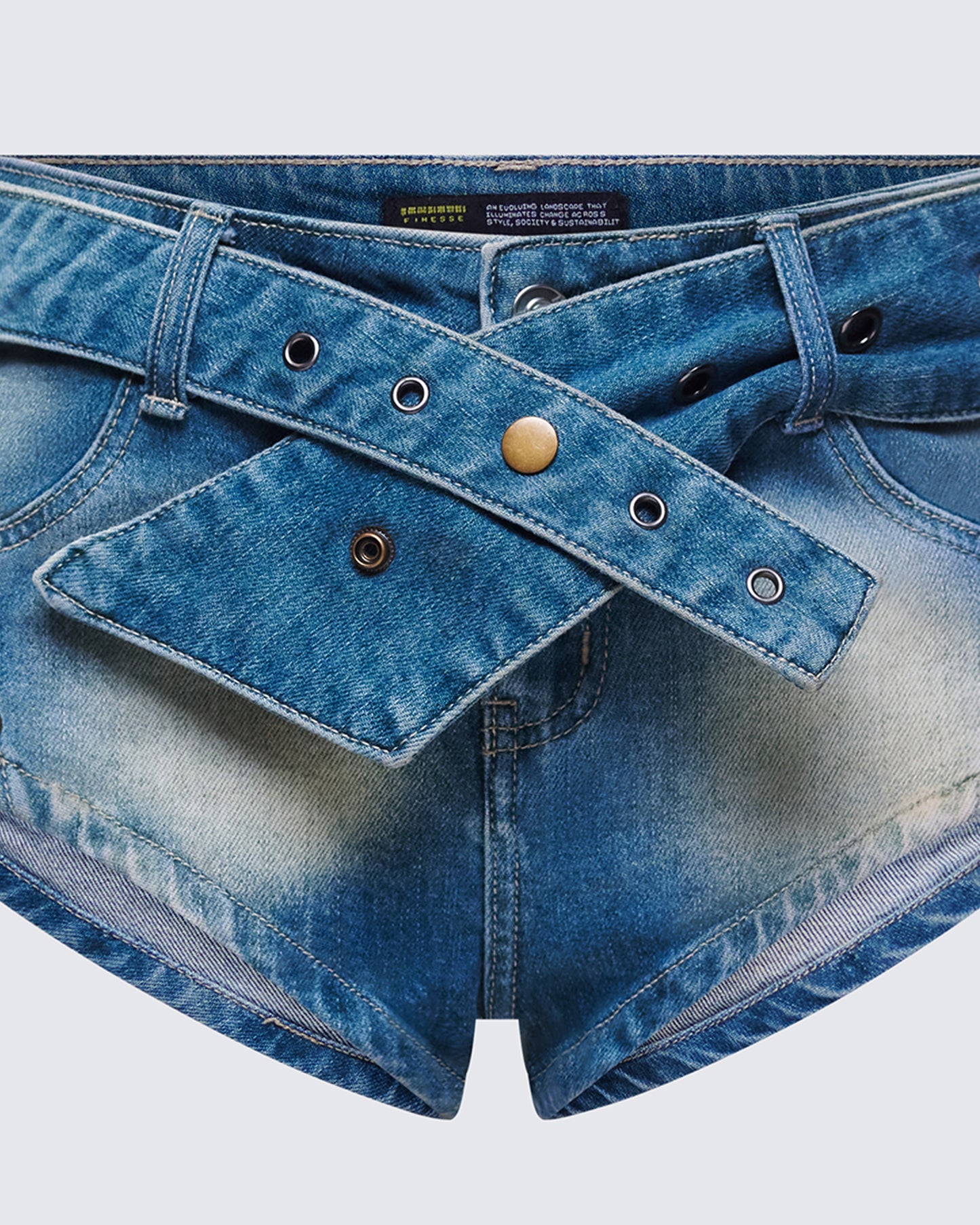 Sol Blue Belted Mini Denim Short