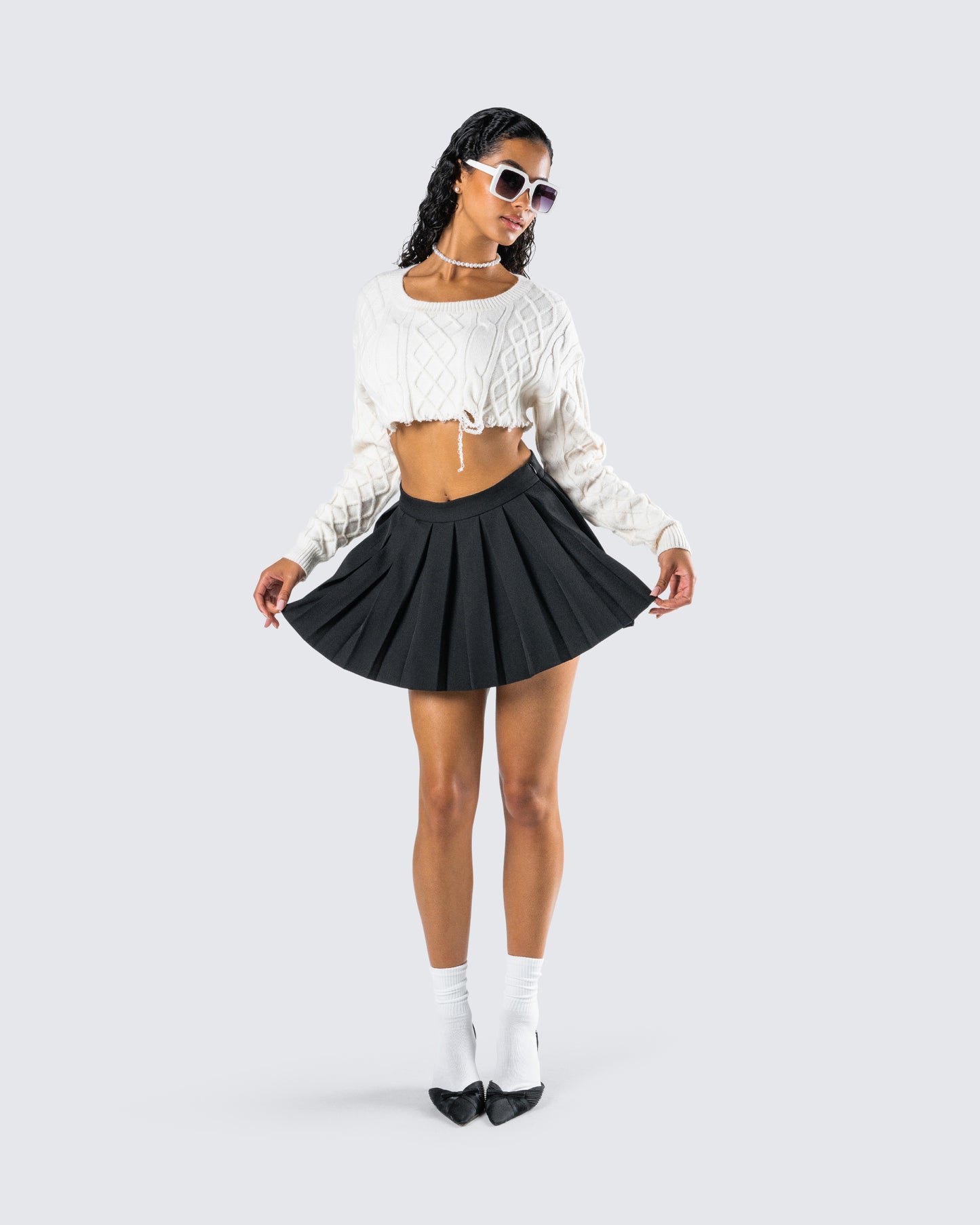 Supriya Black Pleated Mini Skirt