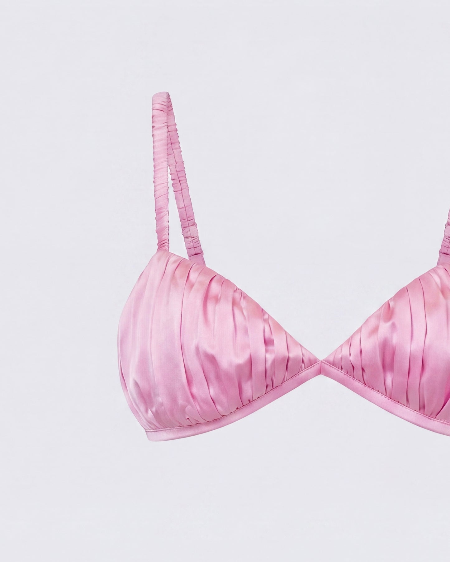 Suzanna Pink Satin Gathered Bra Top