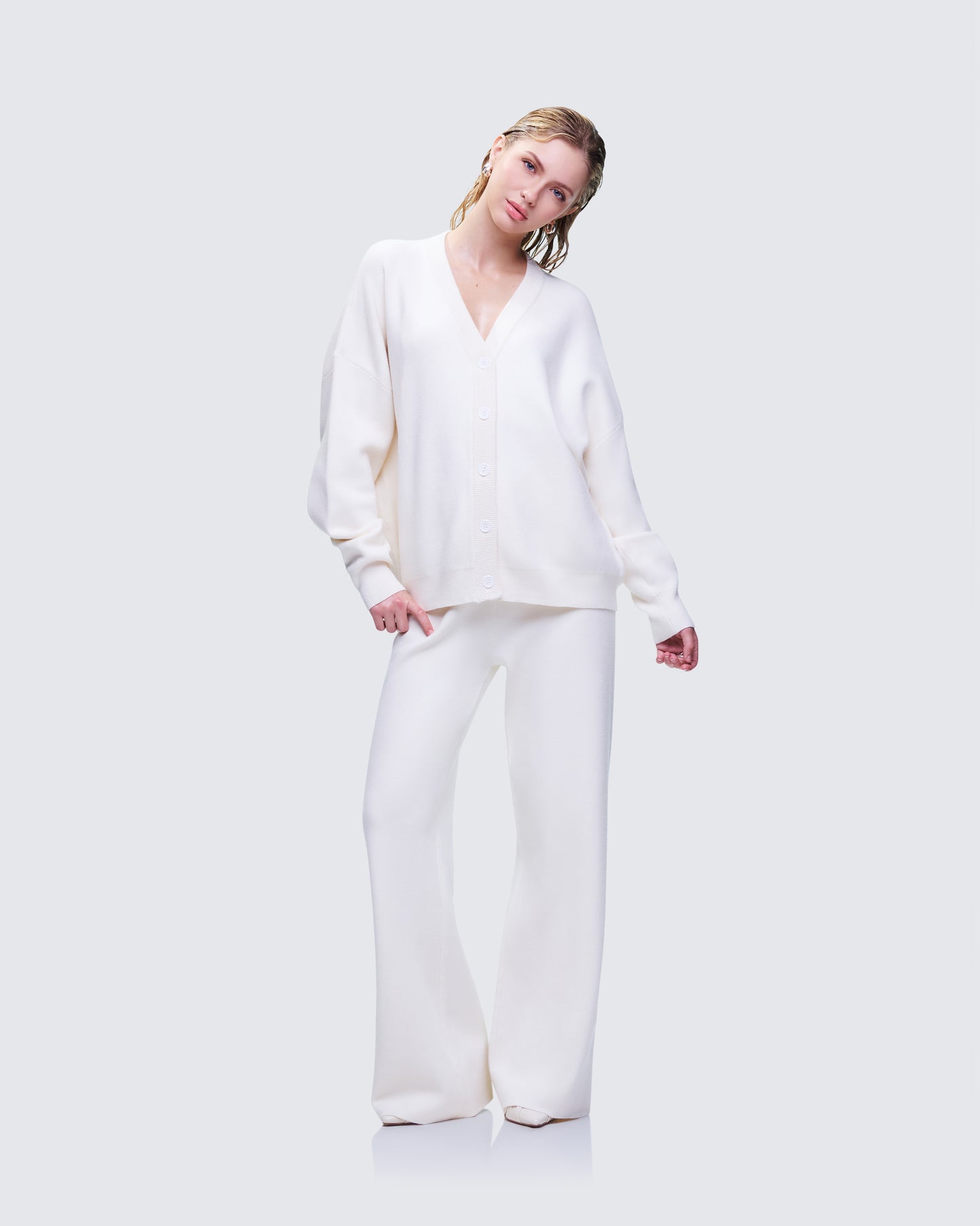 Sylvana Cream Knit Button Down Cardigan