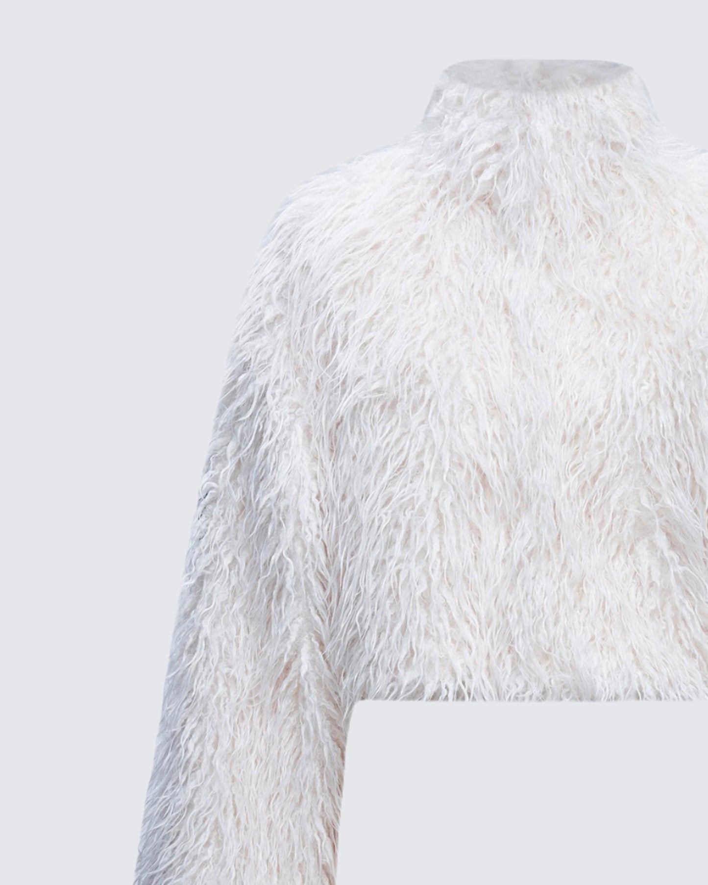 Abiba White Faux Fur Boxy Jacket