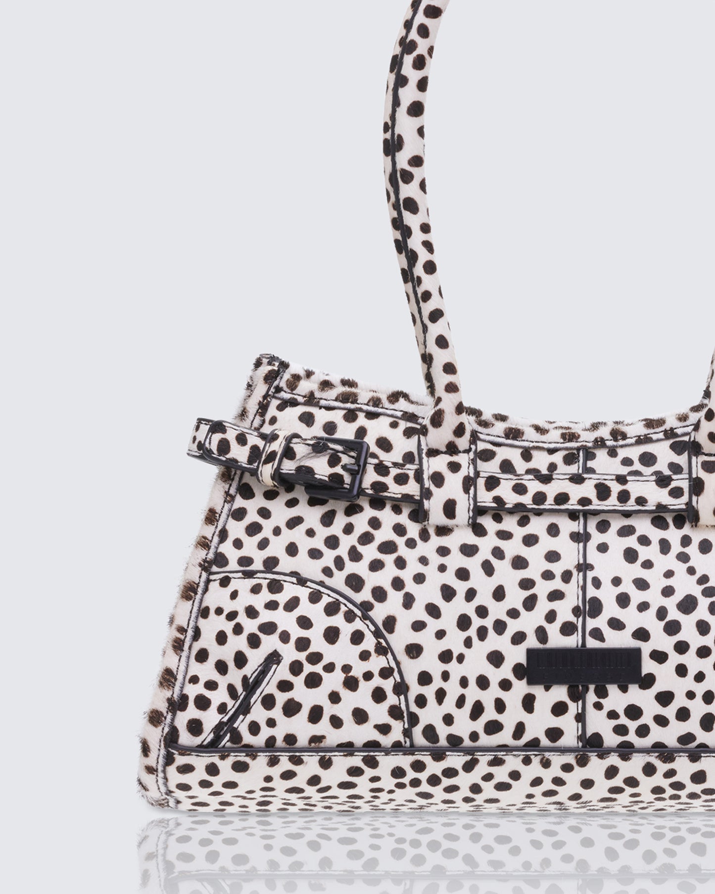 Talya Real Leather Dalmatian Belted Lady Bag