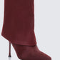 Women's burgundy leather boots close-up detail – FINESSE