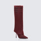 Women's burgundy leather boots front view – FINESSE