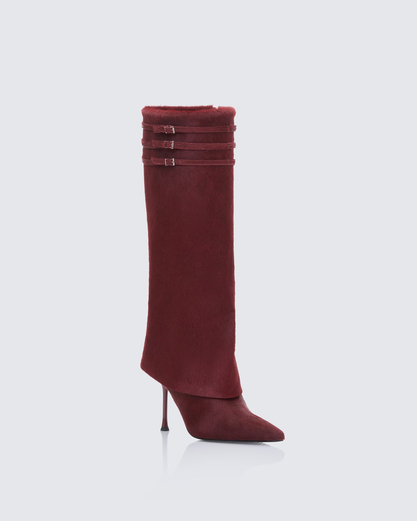 Women's burgundy leather boots front view – FINESSE
