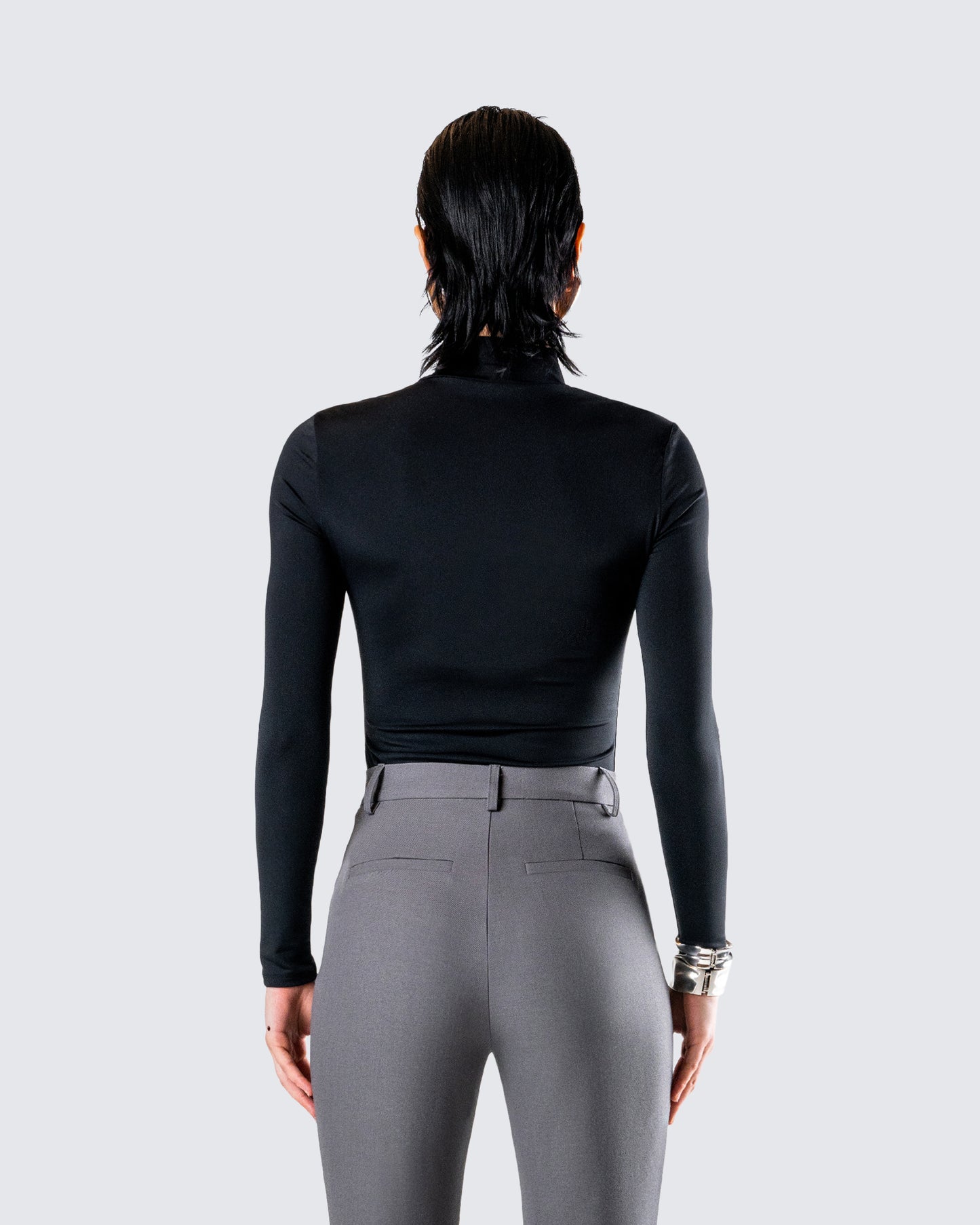 Tana Black Mockneck Top