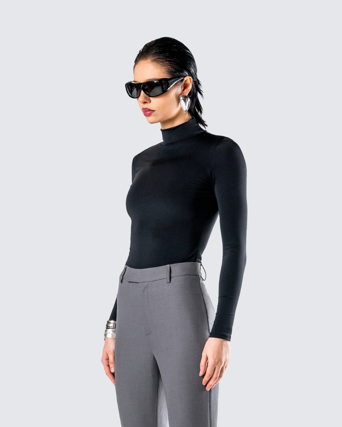 Tana Black Mockneck Top