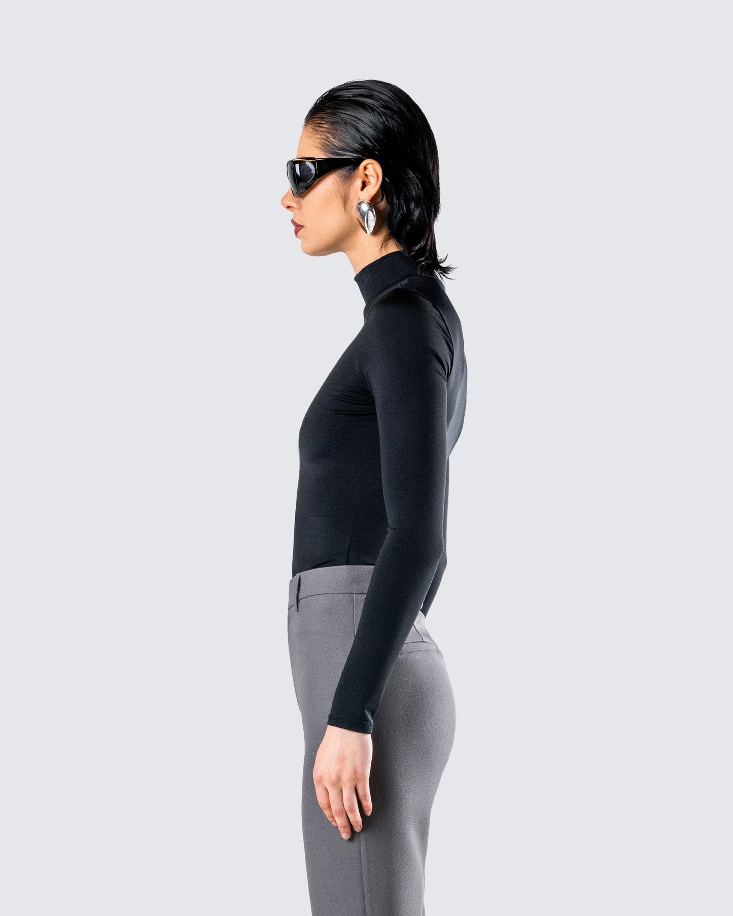 Tana Black Mockneck Top
