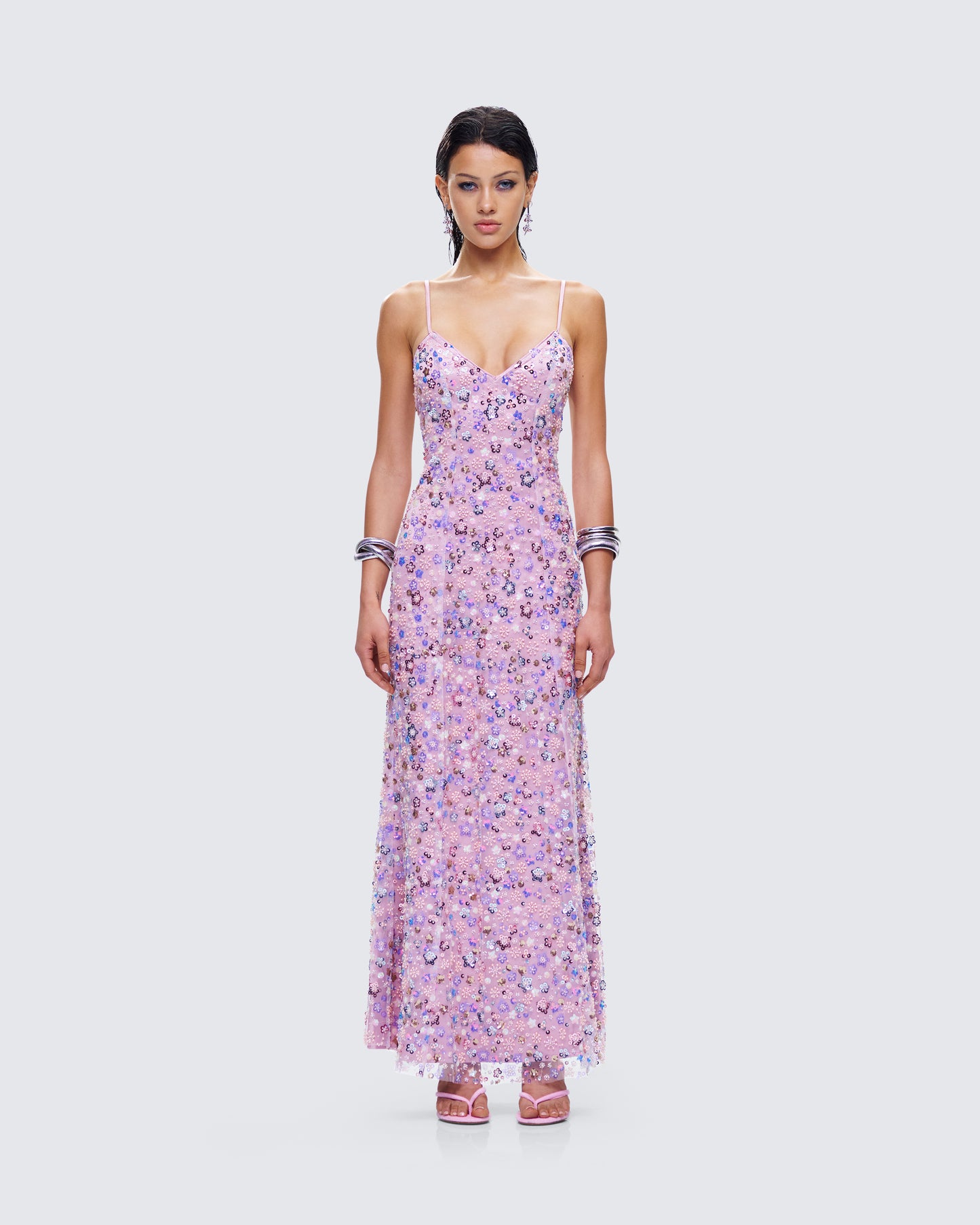 Tavianna Multi Floral Embellished Gown model front