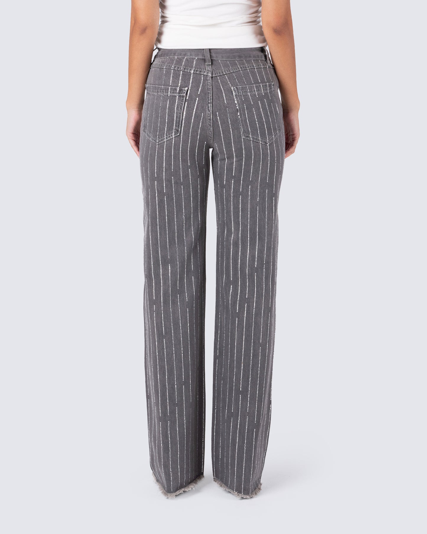 Taya Rhinestone Grey Jeans