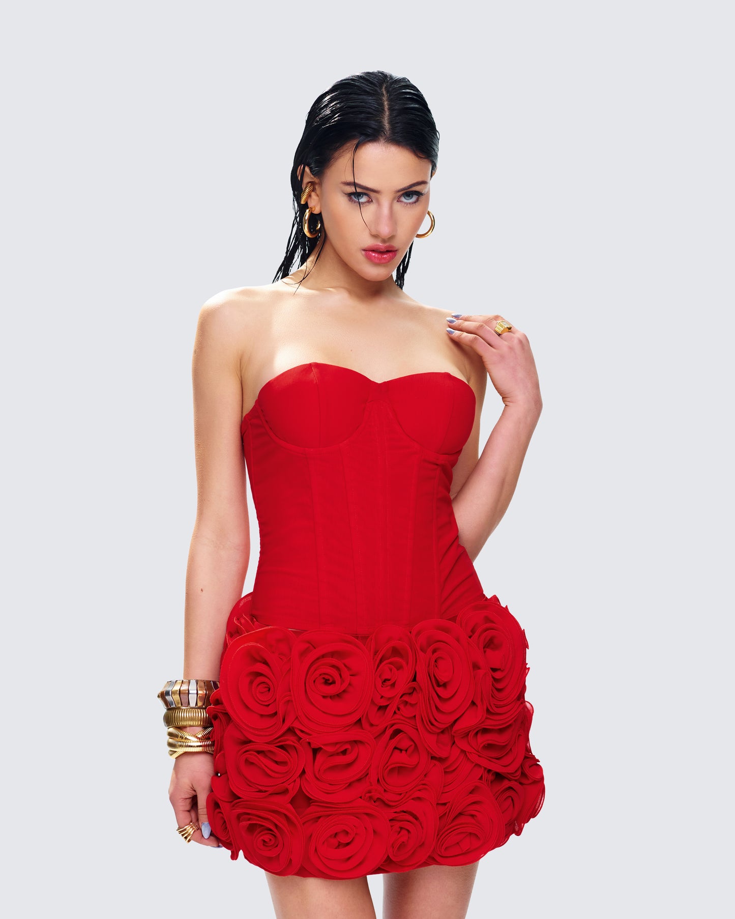 Tayah Red Mesh Corset Top