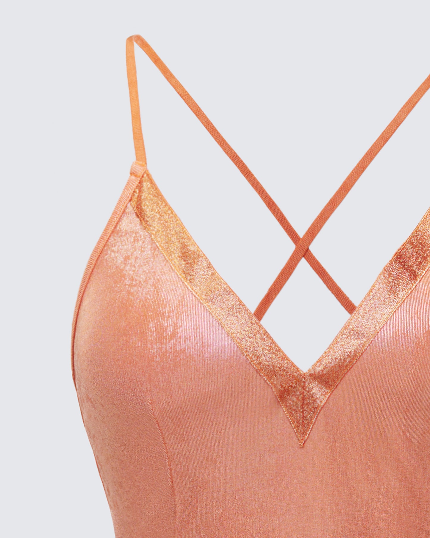 Teenay Gold Plunge Neck Strappy Cami