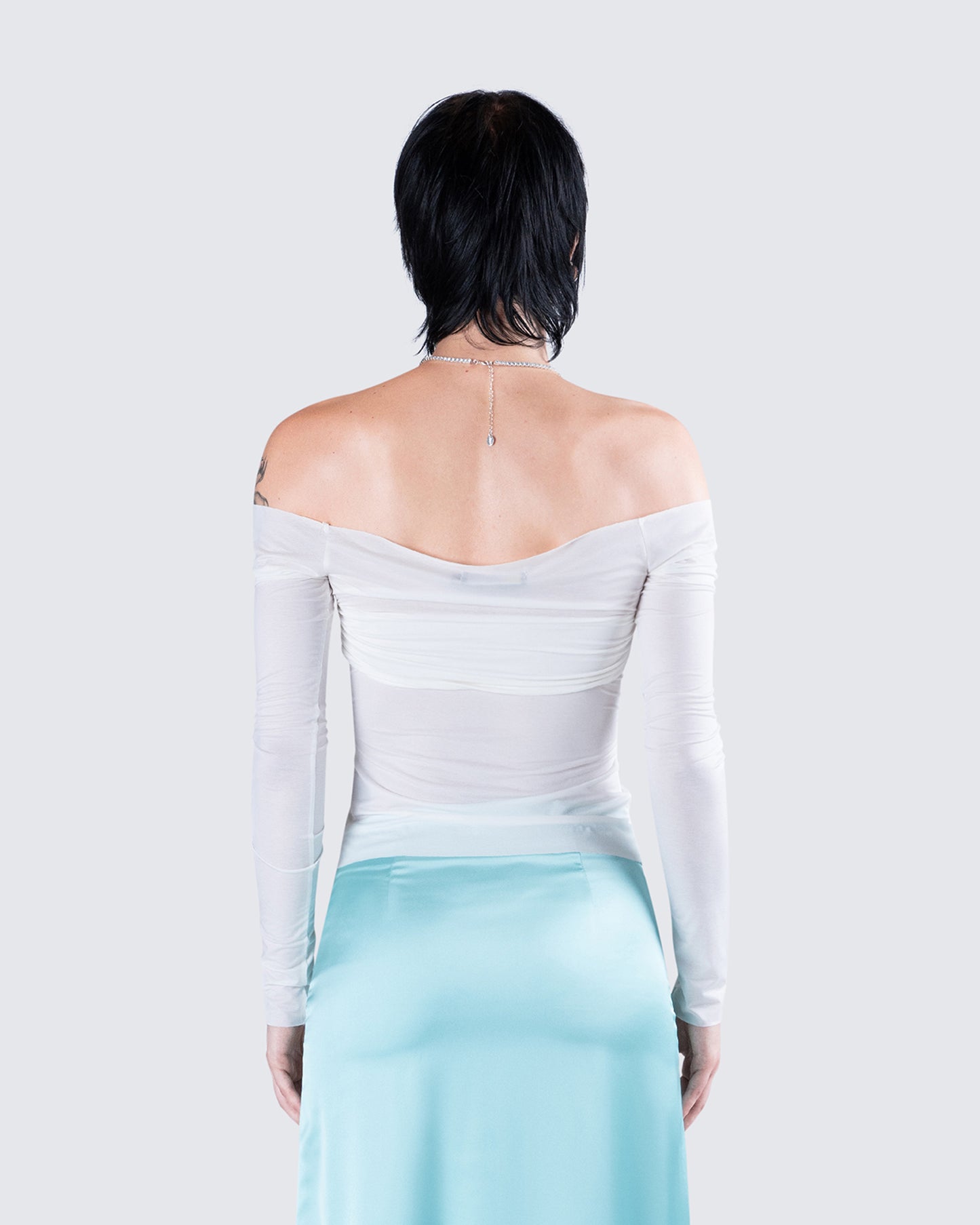 Theo White Sheer Knit Top