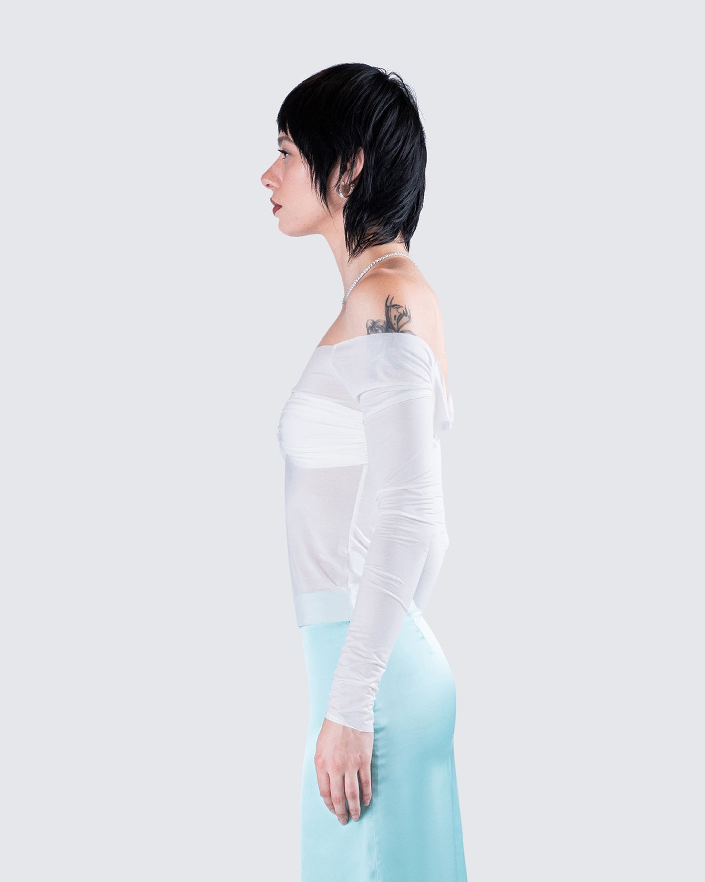 Theo White Sheer Knit Top