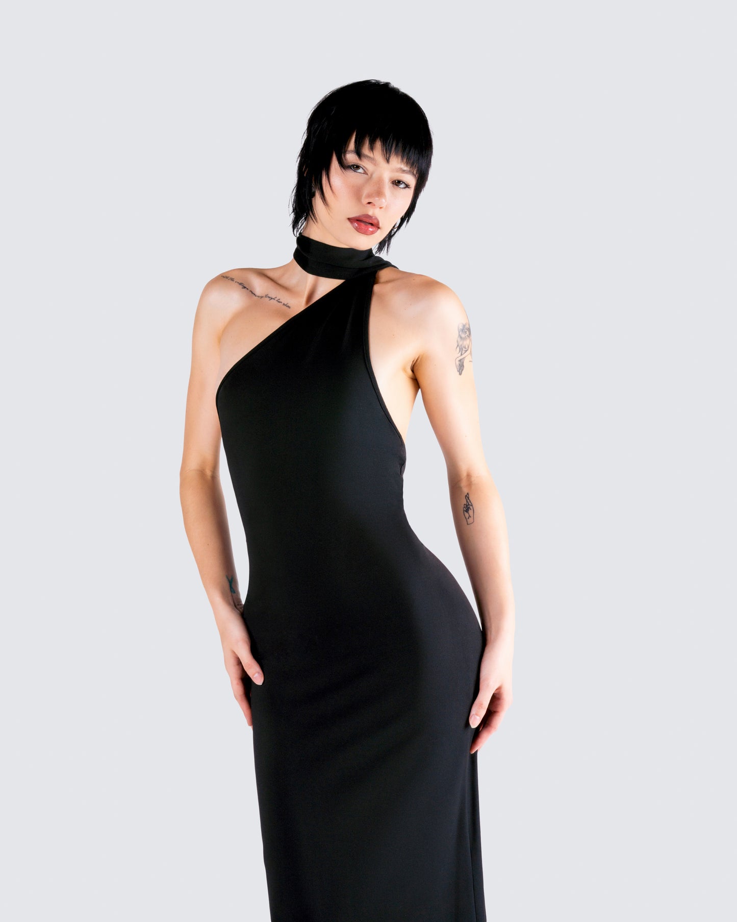 Toni Black One Shoulder Dress