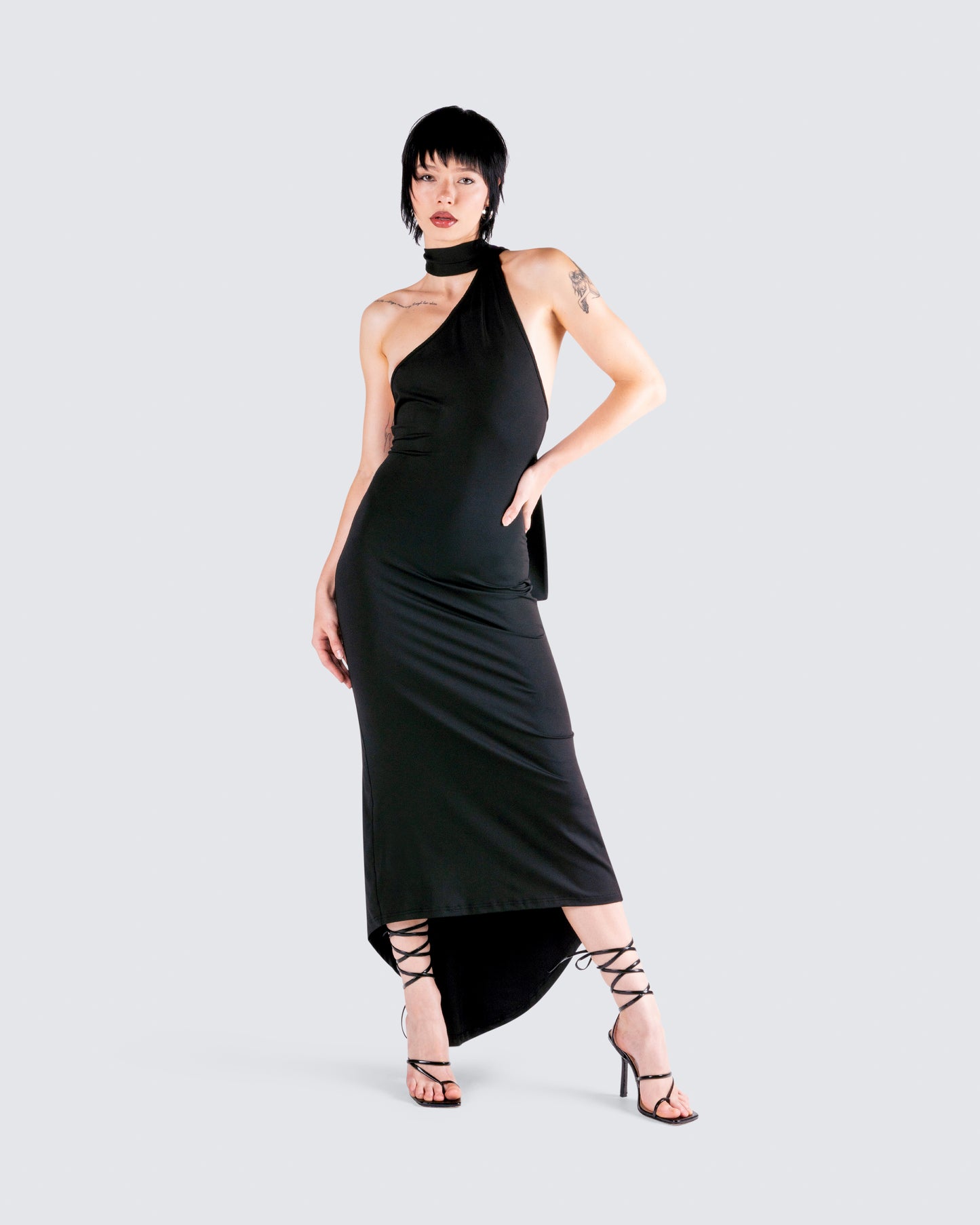 Toni Black One Shoulder Dress