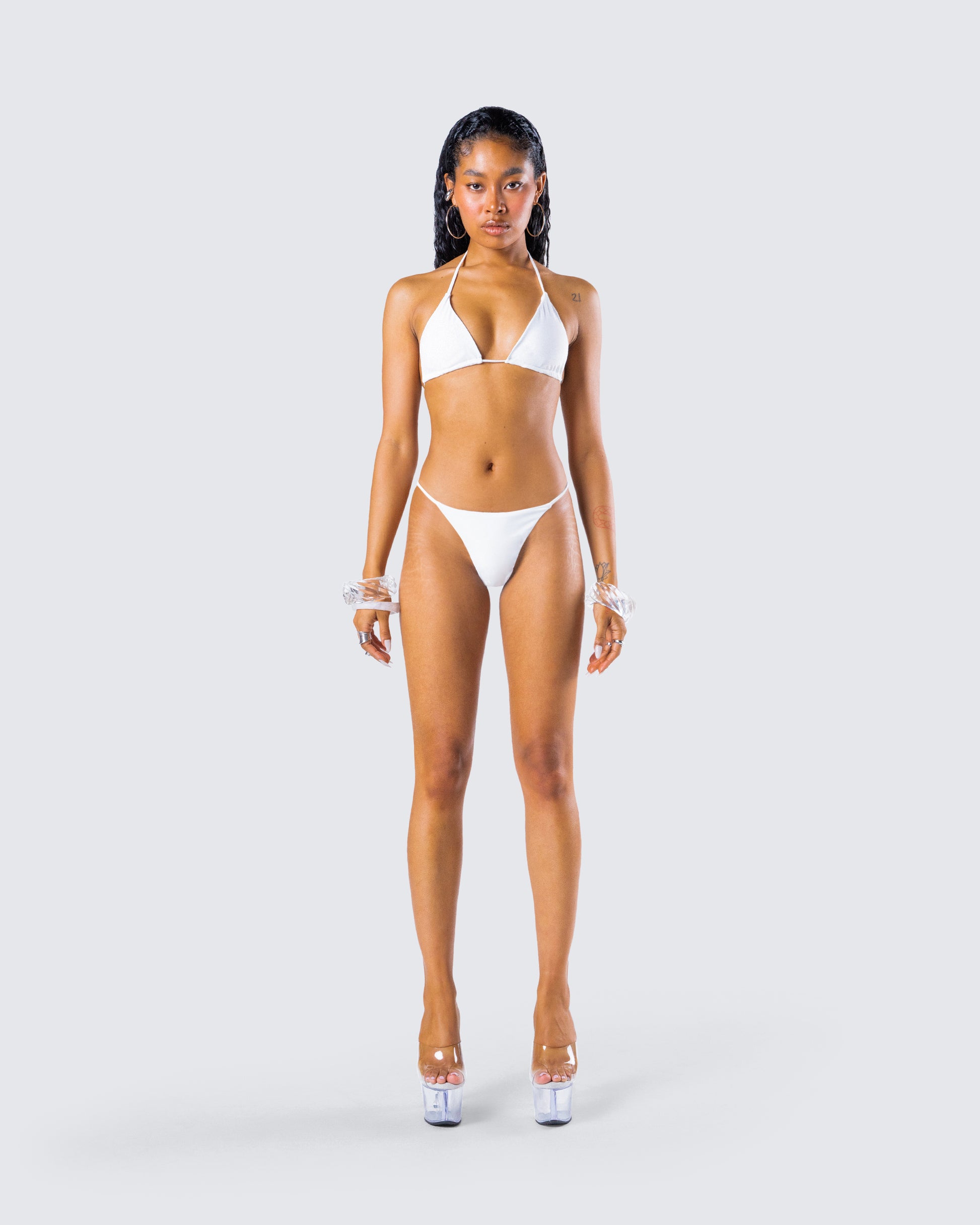 Twyla White Bikini Set model front