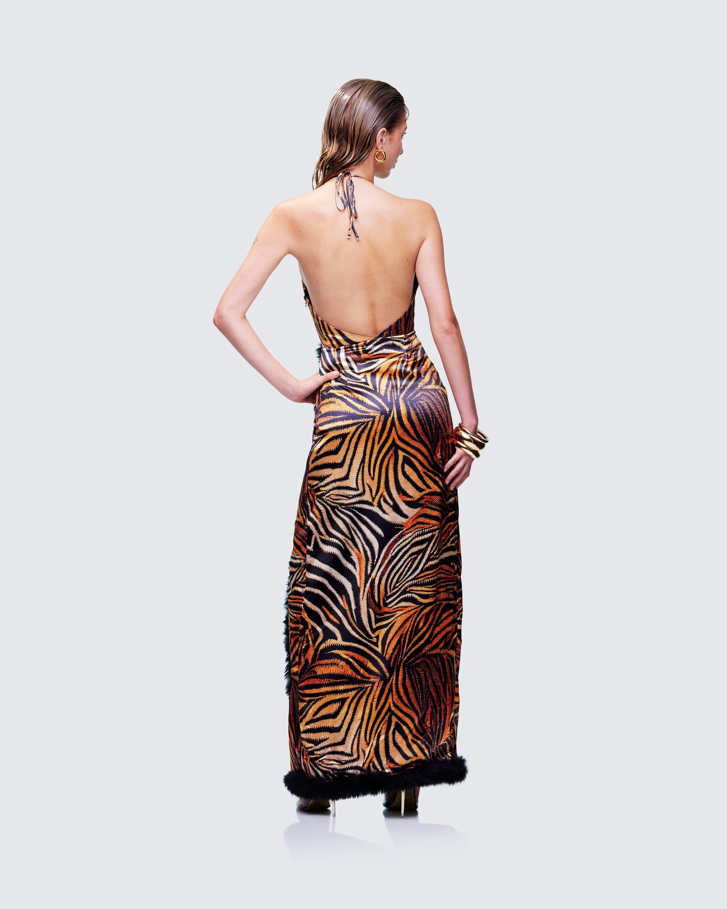 Ursula Orange Printed Wrap Maxi Dress