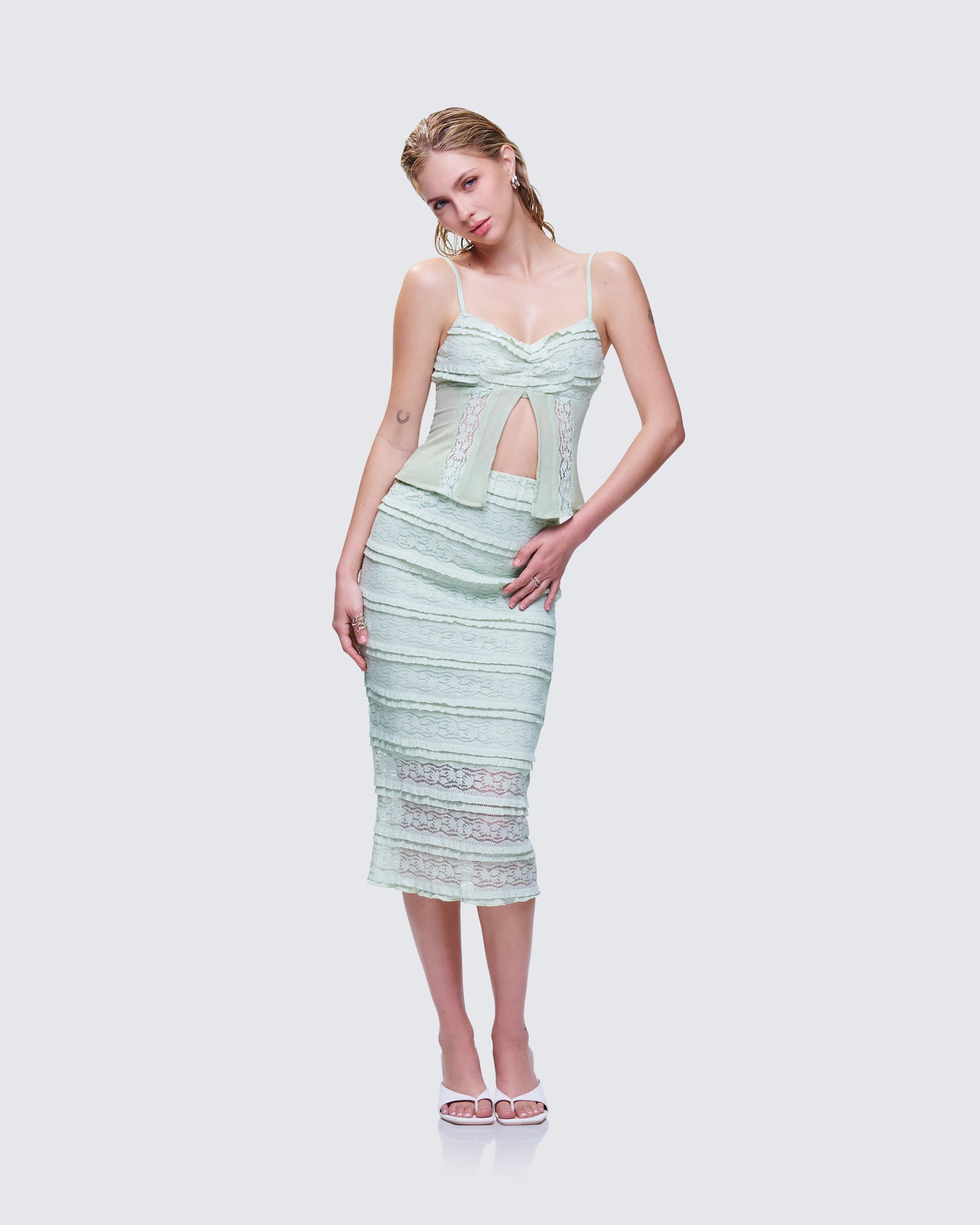 Ursuline Sage Ruffle Trim Cami Top