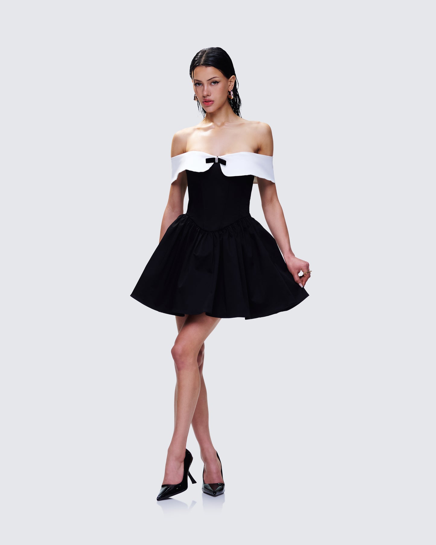 Vale Black Off Shoulder Mini Dress