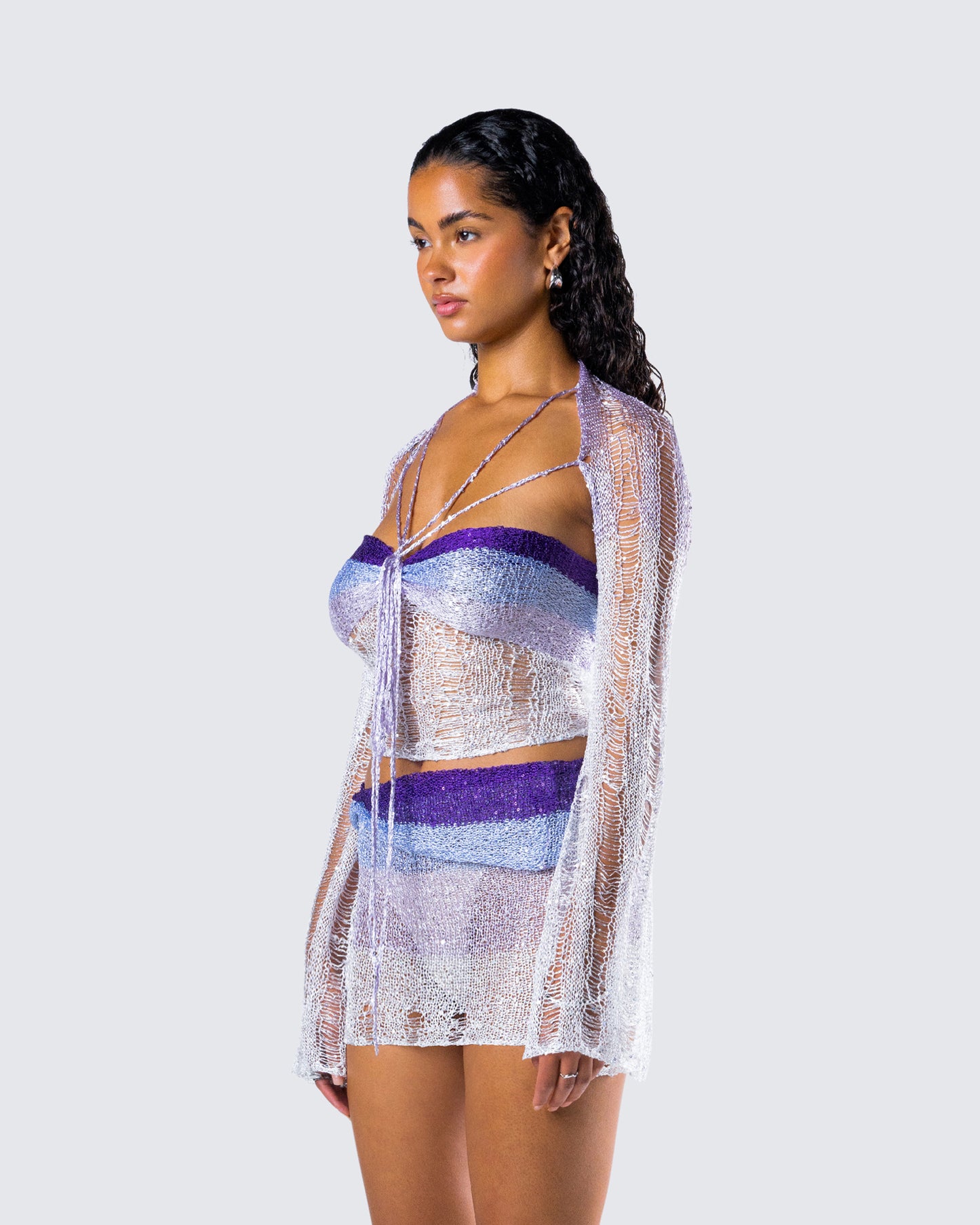 Vanessa Purple Sequin Knit Top