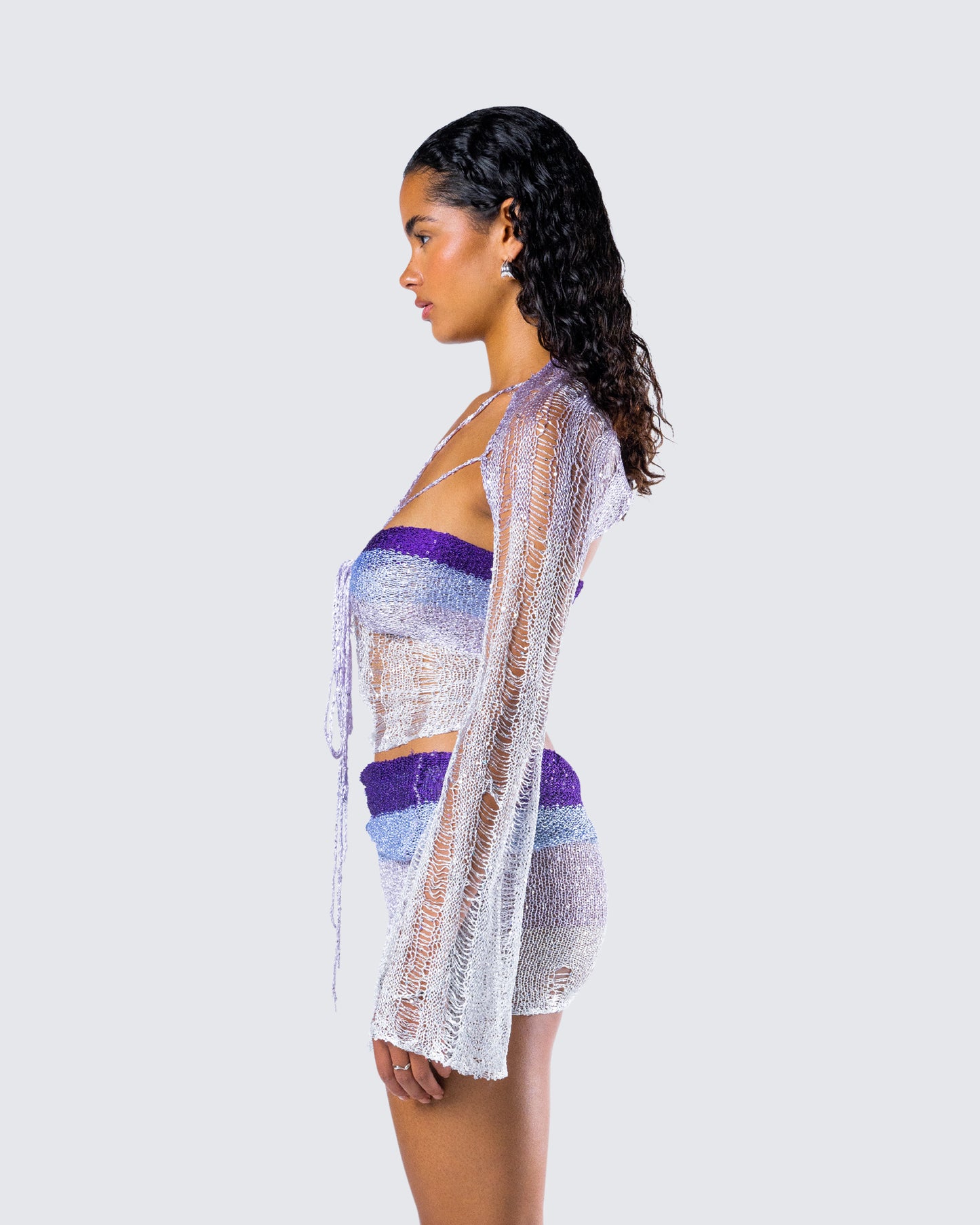 Vanessa Purple Sequin Knit Top