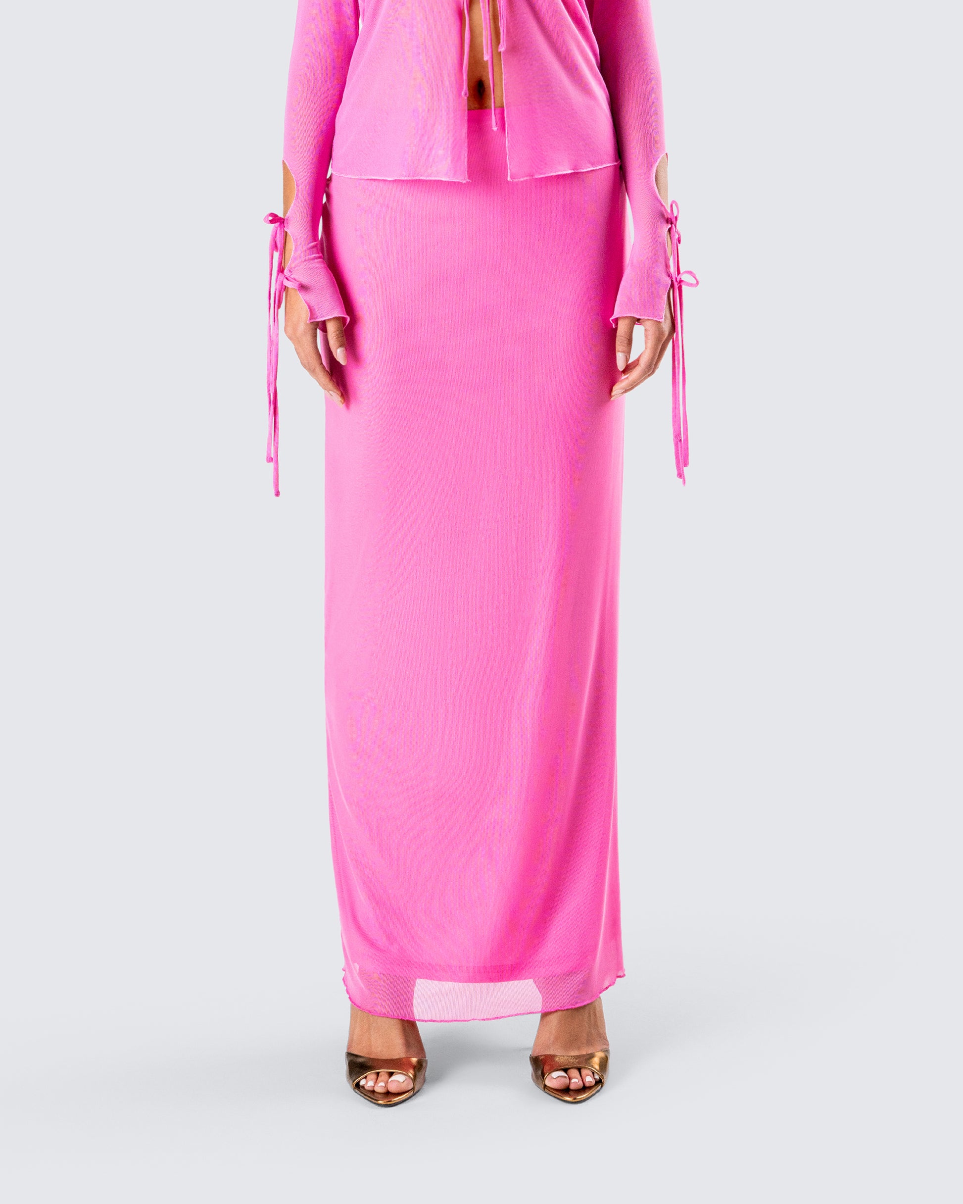 Vianka Pink Maxi Skirt model front