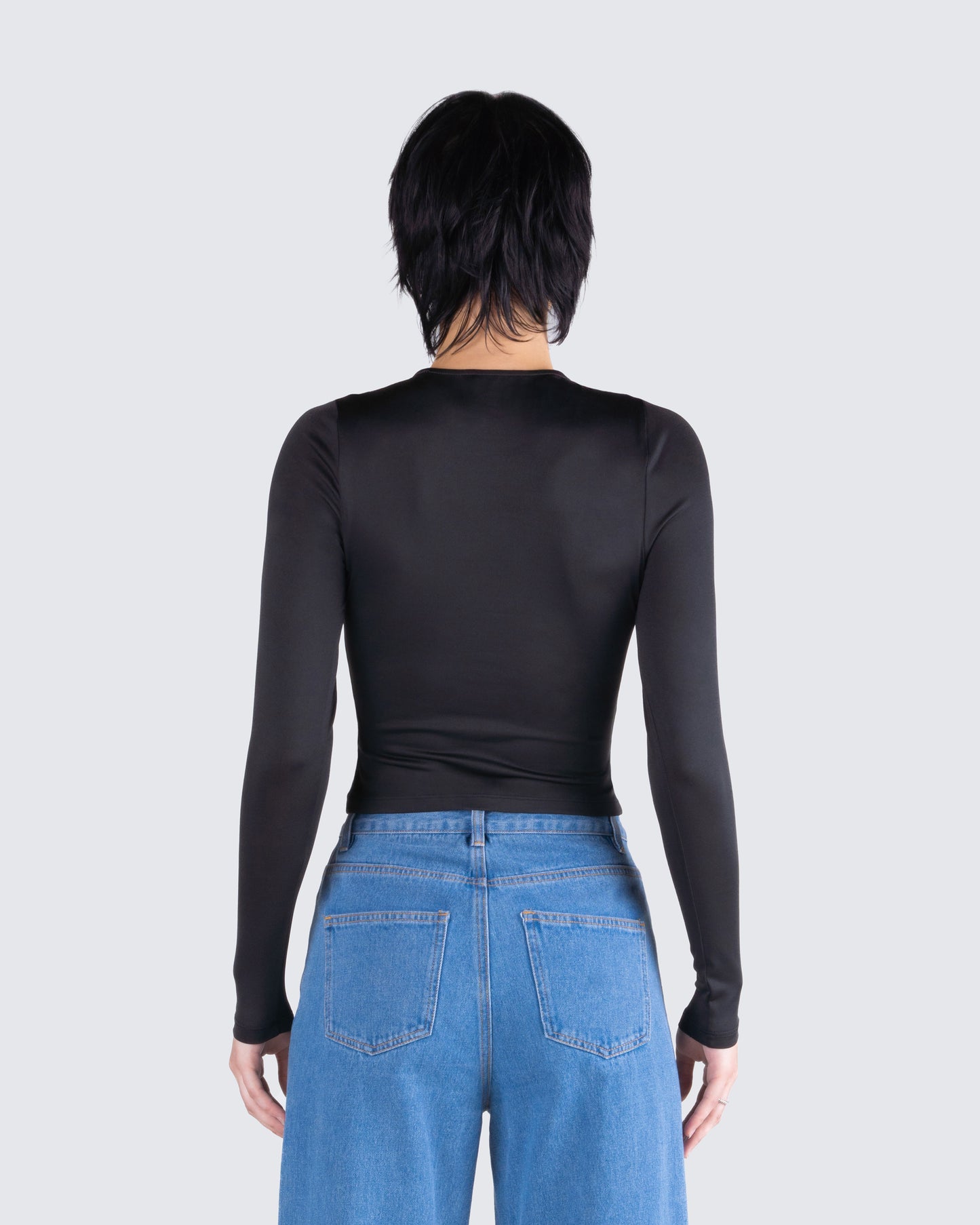 Vivi Black Jersey Long Sleeve Top