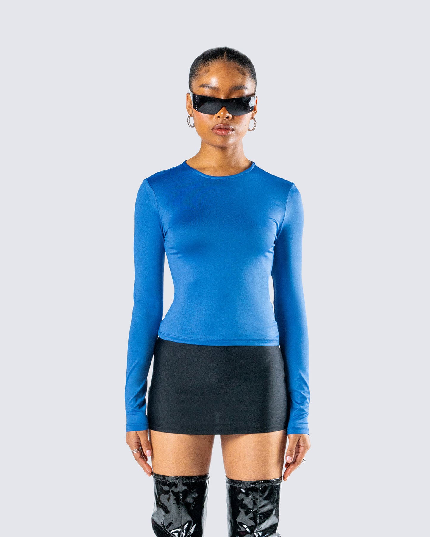 Vivi Blue Jersey Long Sleeve Top