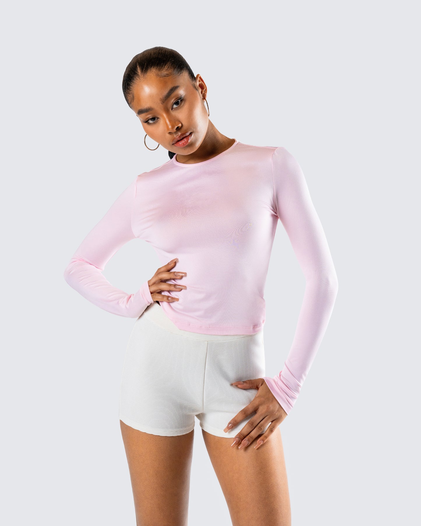 Vivi Pink Jersey Long Sleeve Top