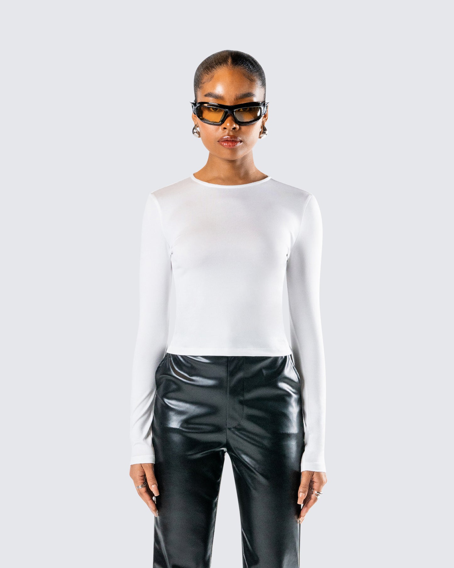 Vivi White Jersey Long Sleeve Top