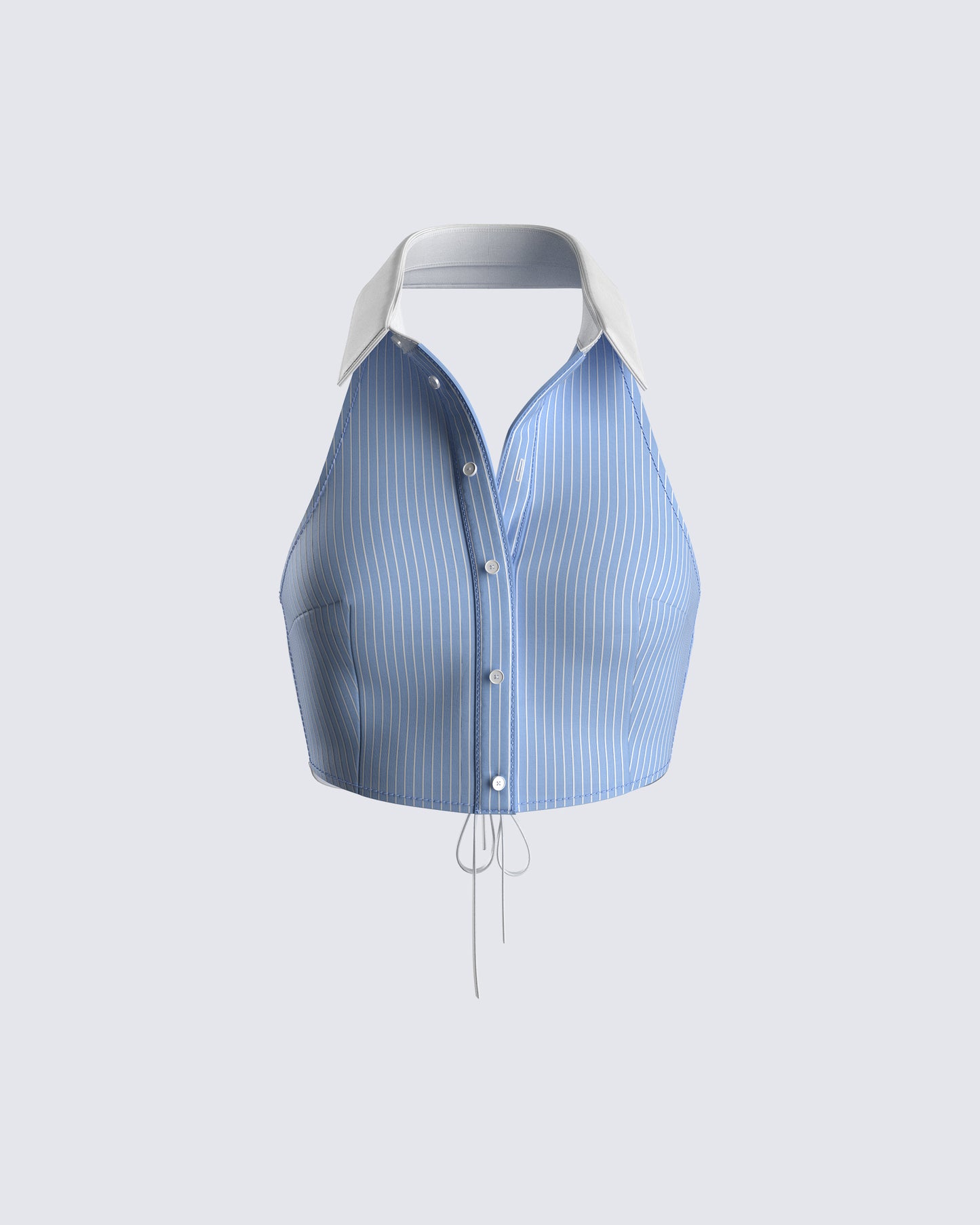 Vitellia Blue Pinstripe Halter Top 3d product front