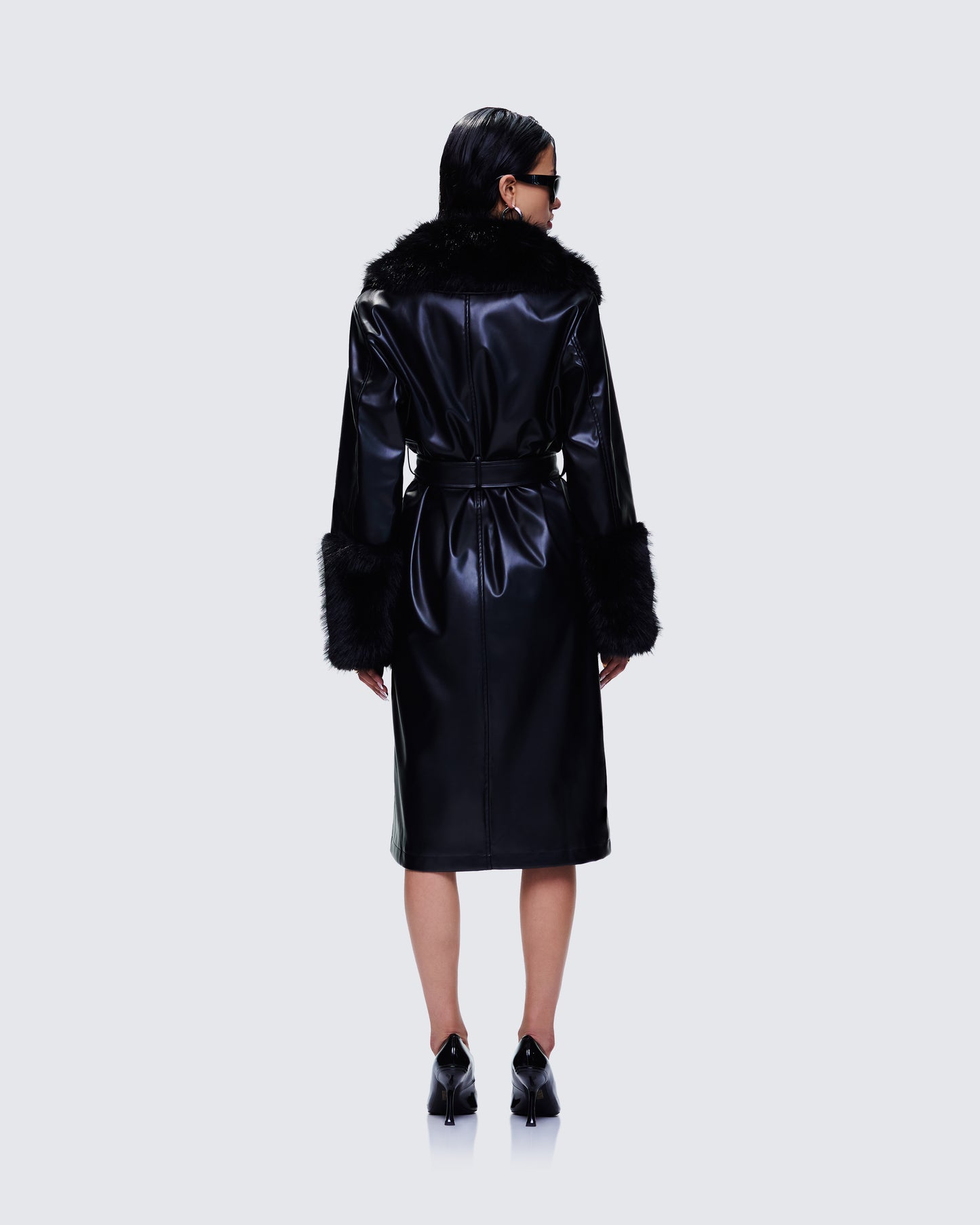 Willa Black Vegan Fur Leather Coat