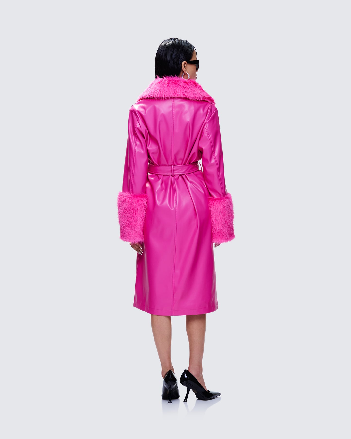 Willa Pink Vegan Fur Leather Coat