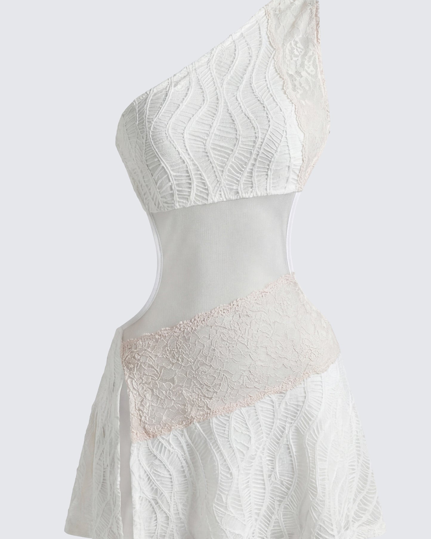 Whimsy Ivory Mesh & Lace Open Back Dress