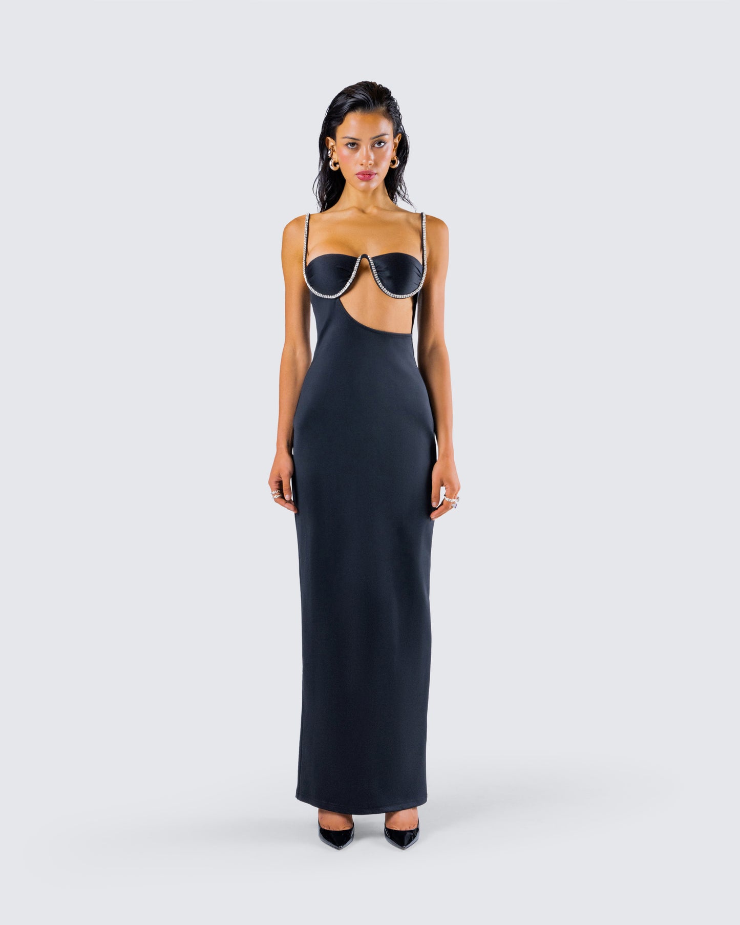 Yara Black Cut Out Maxi Dress
model front