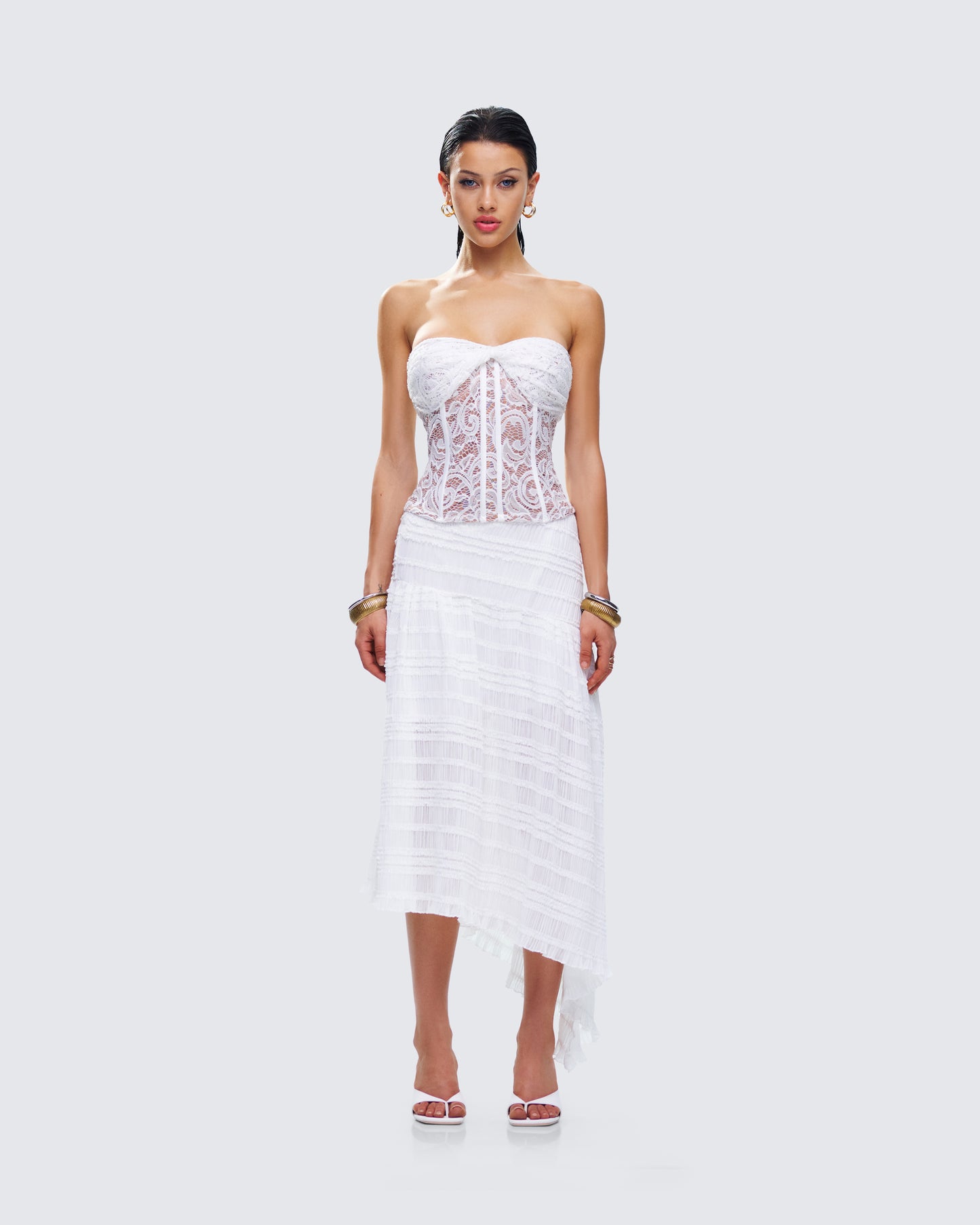 Zaya White Lace Set model front