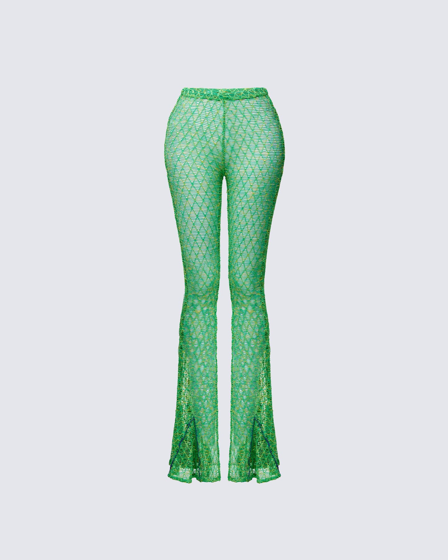 Zayla Green Net Flare Leg Trousers product front