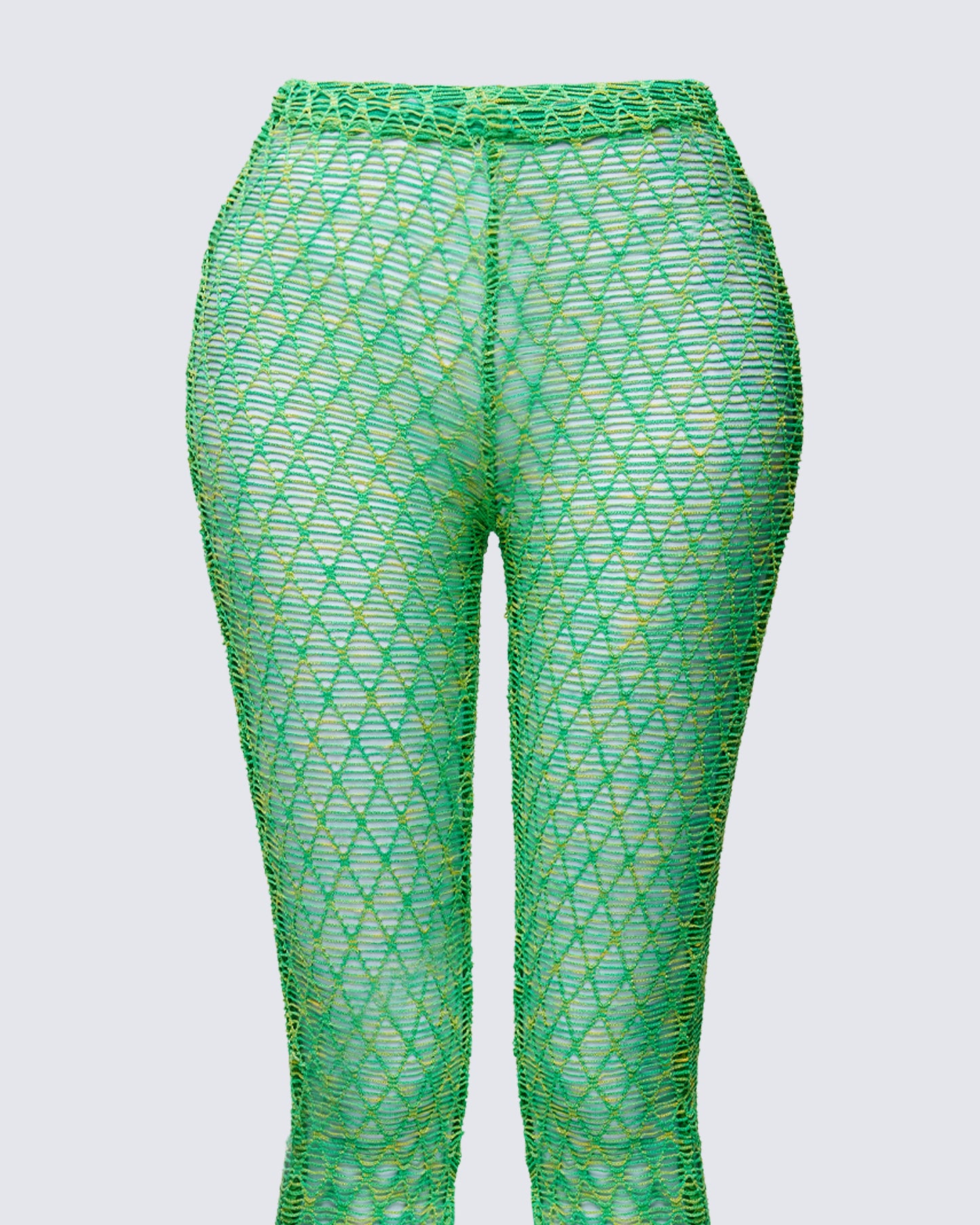 Zayla Green Net Flare Leg Trousers