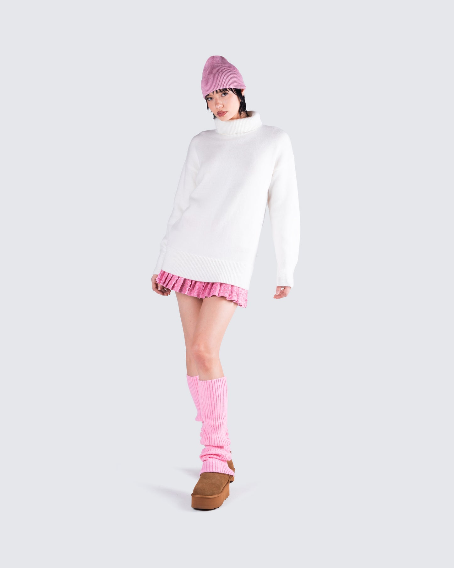Molly Pink Ribbed Beanie
