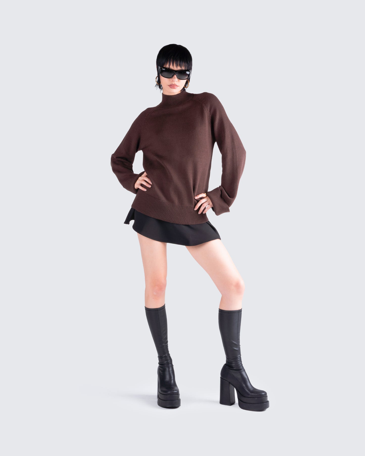 Zuri Brown Sweater Knit Top