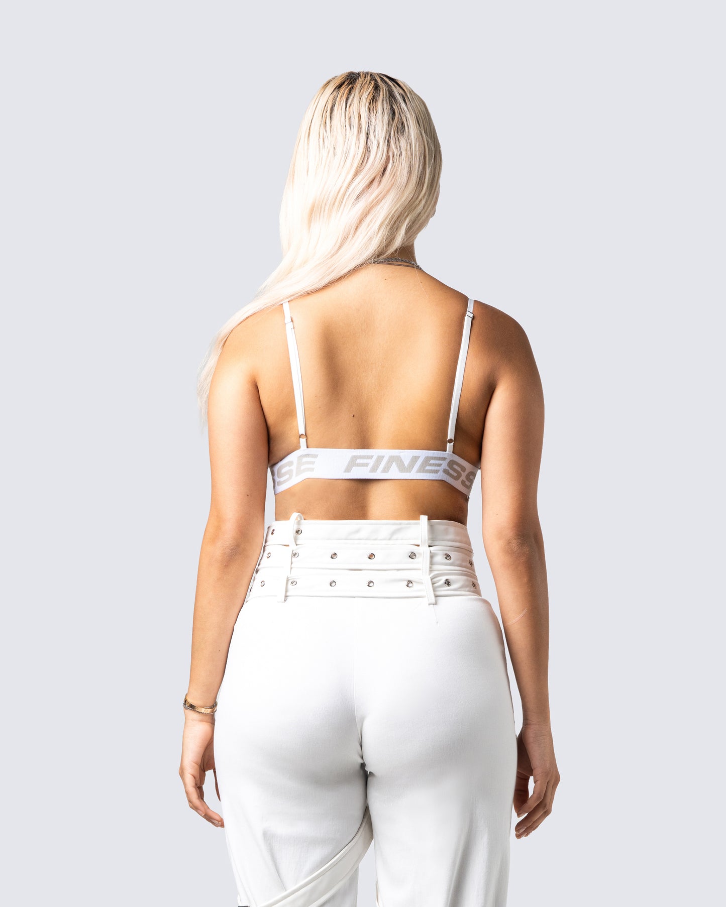 Romy White Logo Bralette