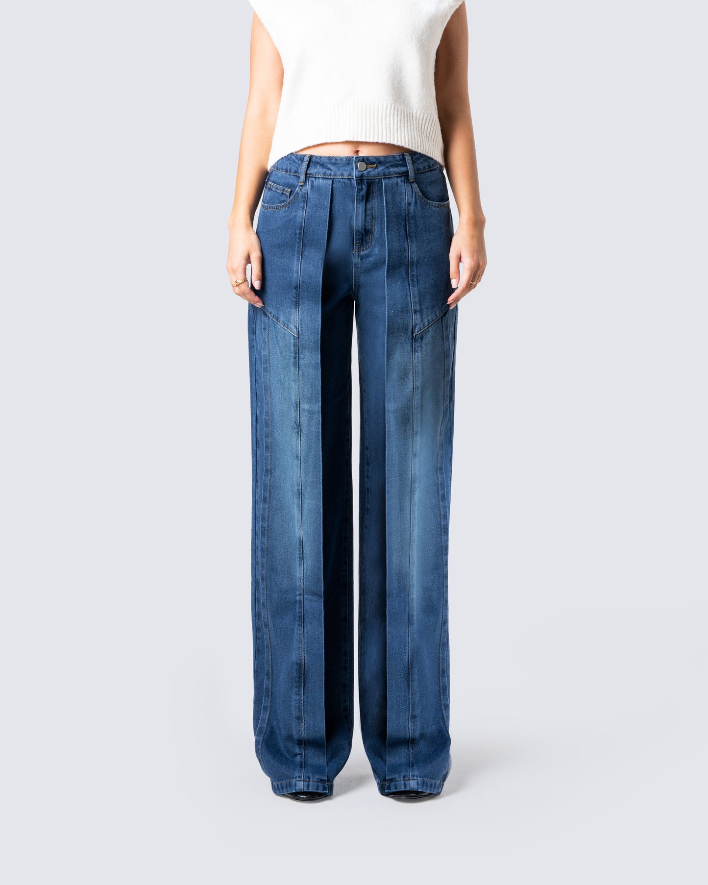 Alexander Blue Wide Leg Jeans model front