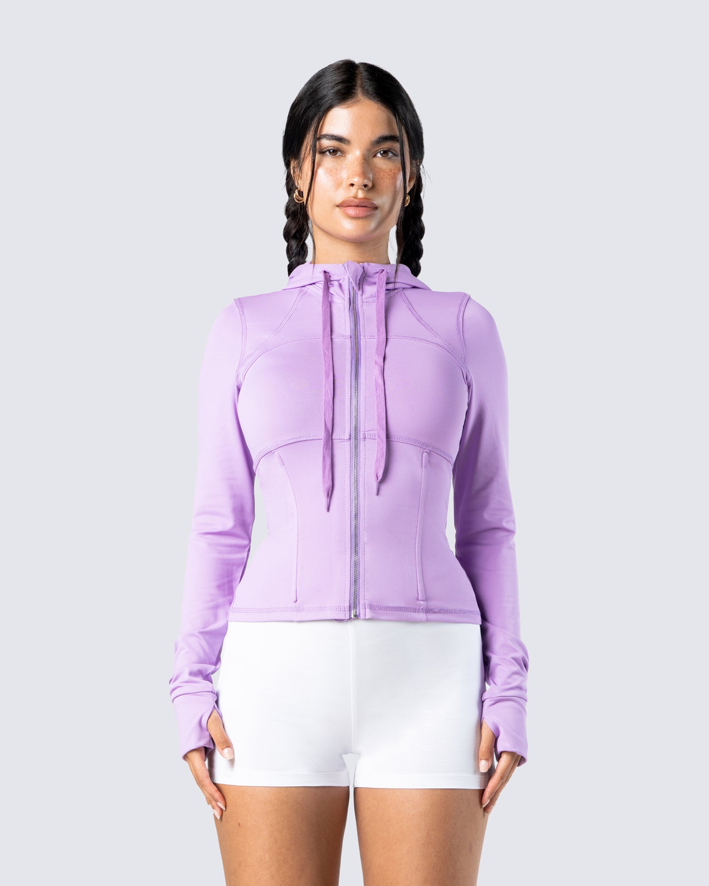 Jasmine Lavender BBL Corset Jacket model front