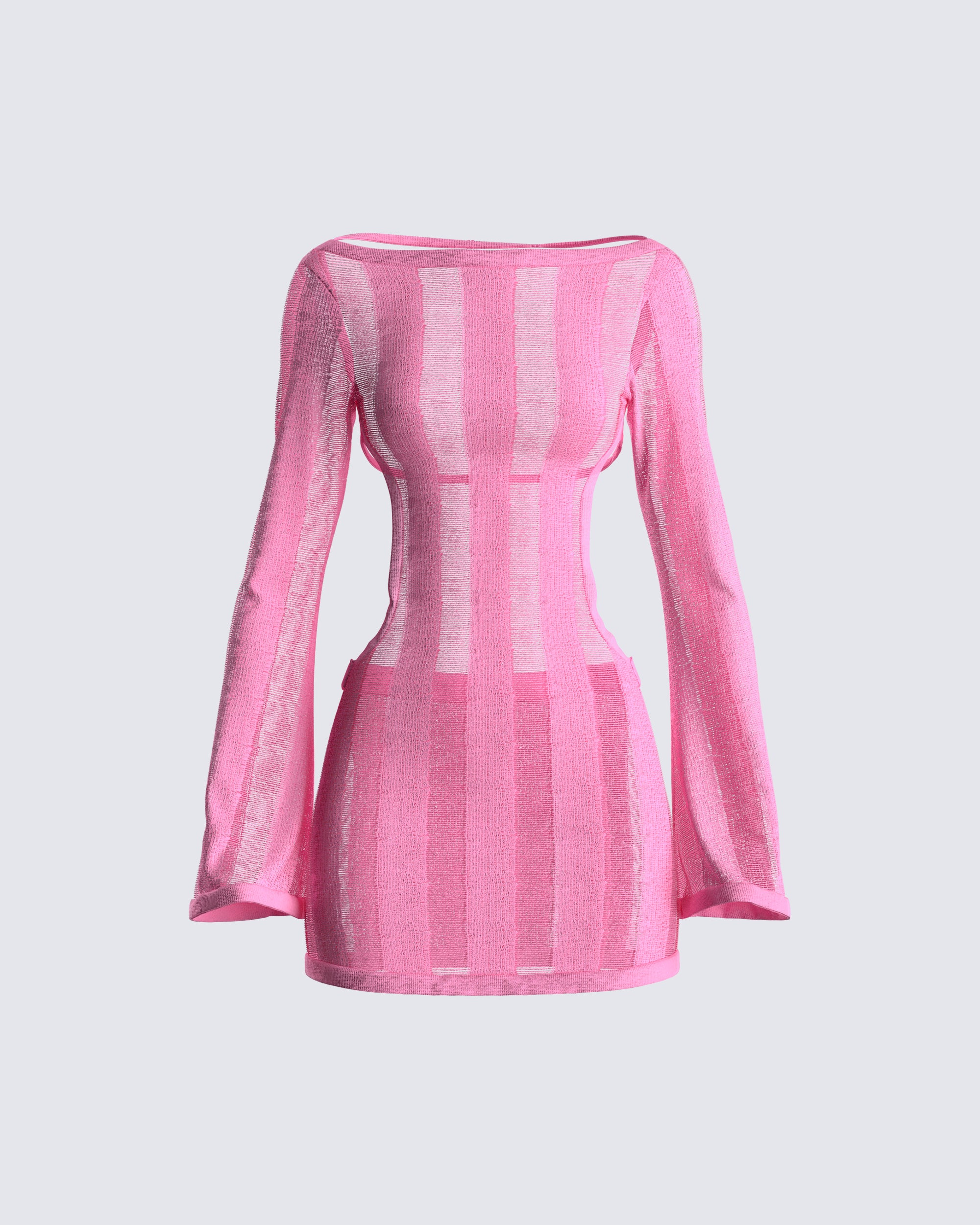 pink mini dress with long sleeves LEO LIN - Aliza Long Sleeve Petal Mini Dress
