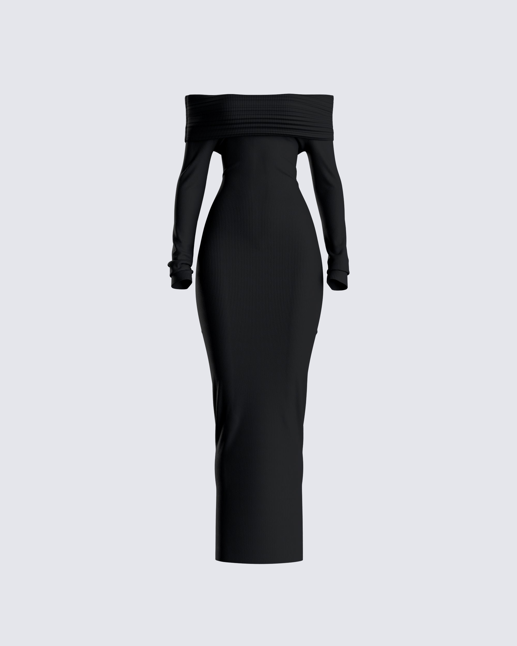 Black Off Shoulder Maxi Dress - Bodycon Ribbed Knit S Black Off Shoulder Maxi Dress - Bodycon Ribbed Knit S